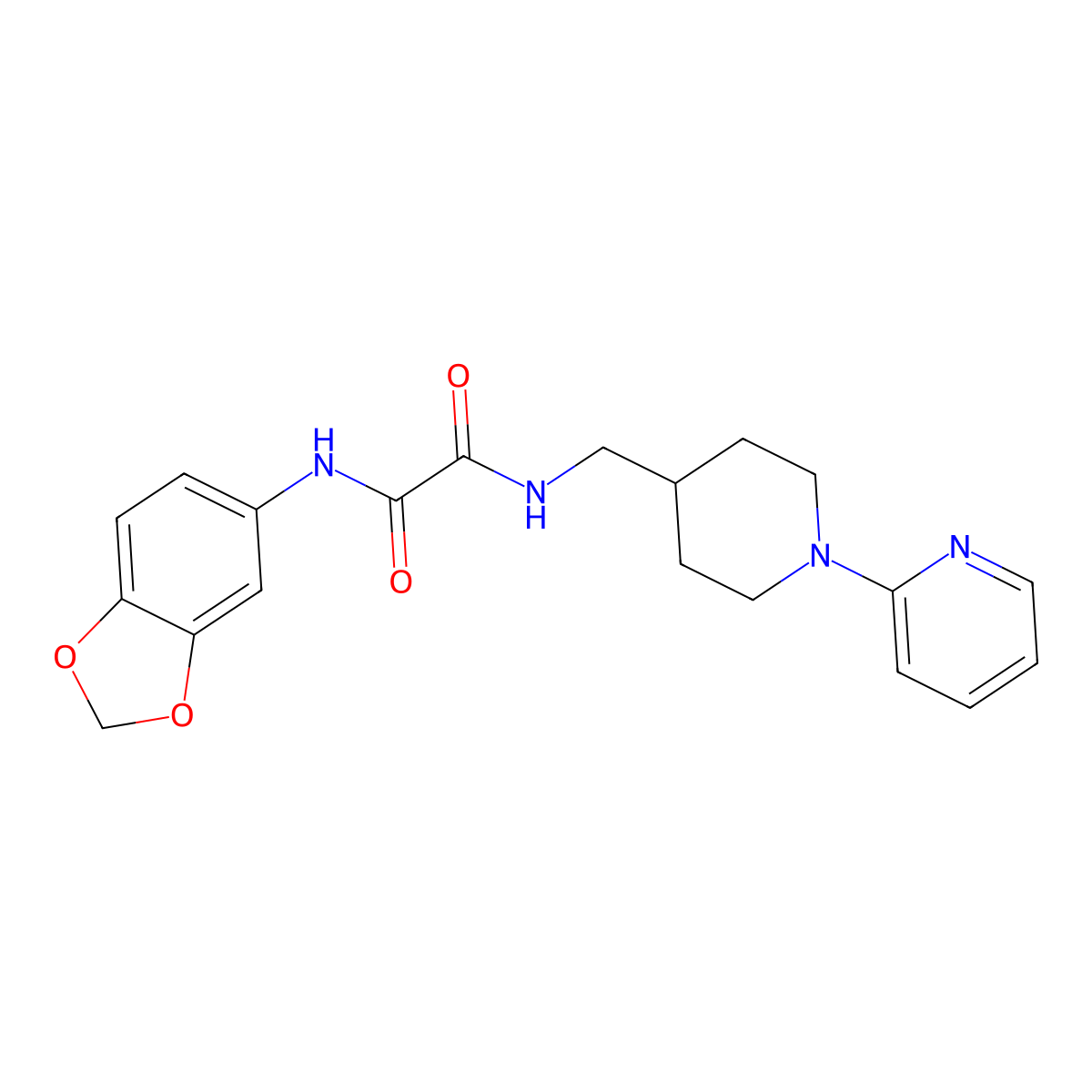 N1-(benzo[d][1,3]dioxol-5-yl)-N2-((1-(pyridin-2-yl)piperidin-4-yl)methyl)oxalamide molecular structure, CAS 1234987-51-9