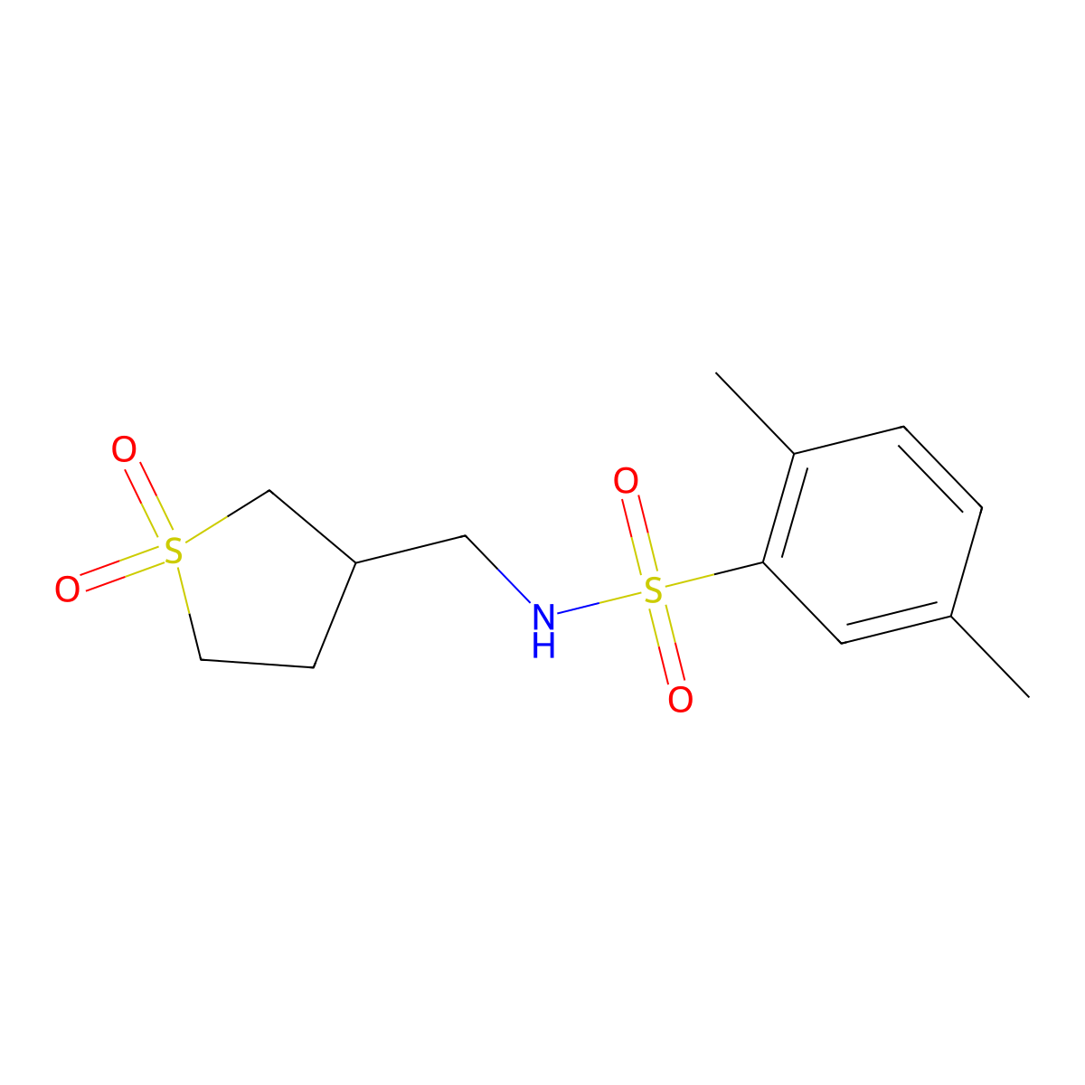 N-[(1,1-dioxo-1lambda6-thiolan-3-yl)methyl]-2,5-dimethylbenzene-1-sulfonamide molecular structure, CAS 1234987-66-6