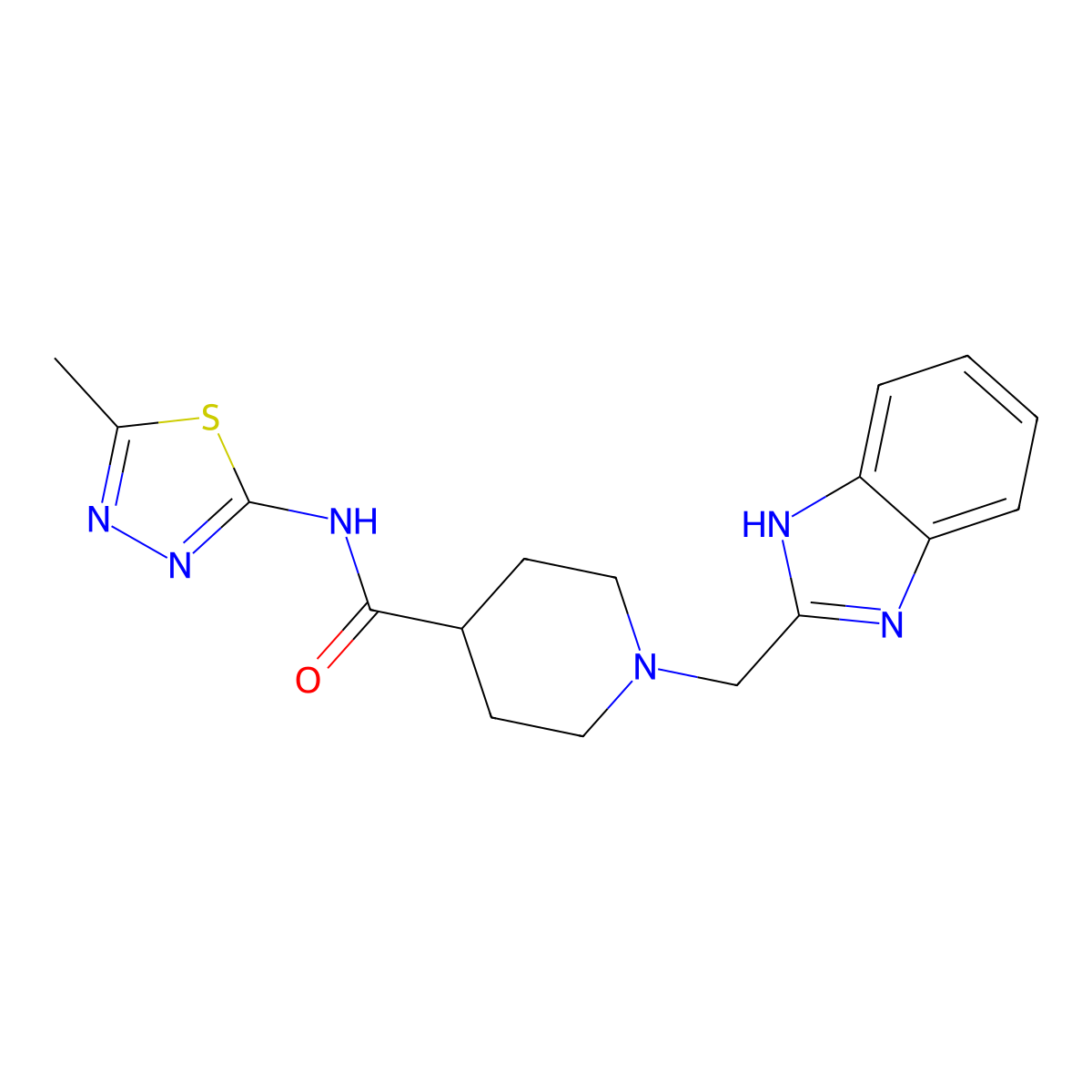1-((1H-benzo[d]imidazol-2-yl)methyl)-N-(5-methyl-1,3,4-thiadiazol-2-yl)piperidine-4-carboxamide molecular structure, CAS 1234987-79-1