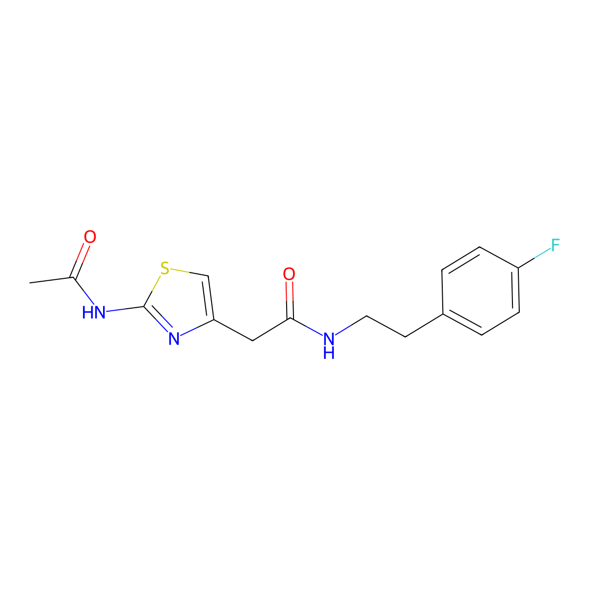 2-(2-acetamidothiazol-4-yl)-N-(4-fluorophenethyl)acetamide molecular structure, CAS 1234987-88-2