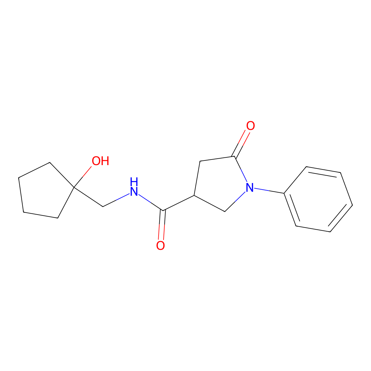 N-[(1-hydroxycyclopentyl)methyl]-5-oxo-1-phenylpyrrolidine-3-carboxamide molecular structure, CAS 1234988-22-7
