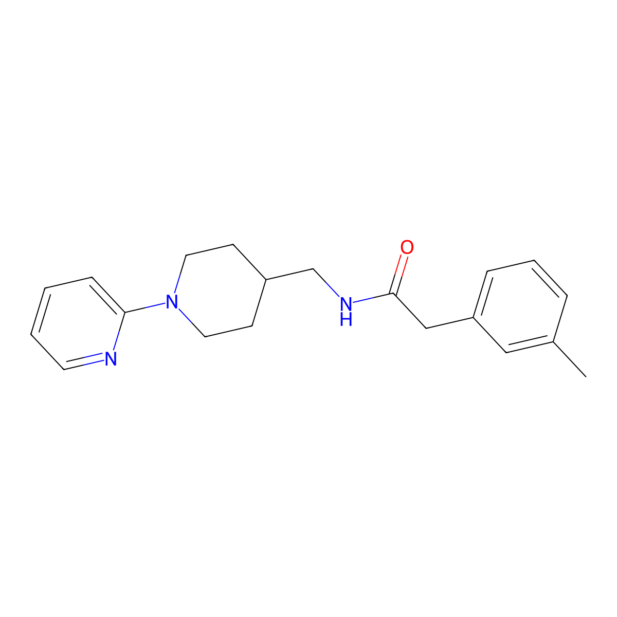 N-((1-(pyridin-2-yl)piperidin-4-yl)methyl)-2-(m-tolyl)acetamide molecular structure, CAS 1234991-66-2