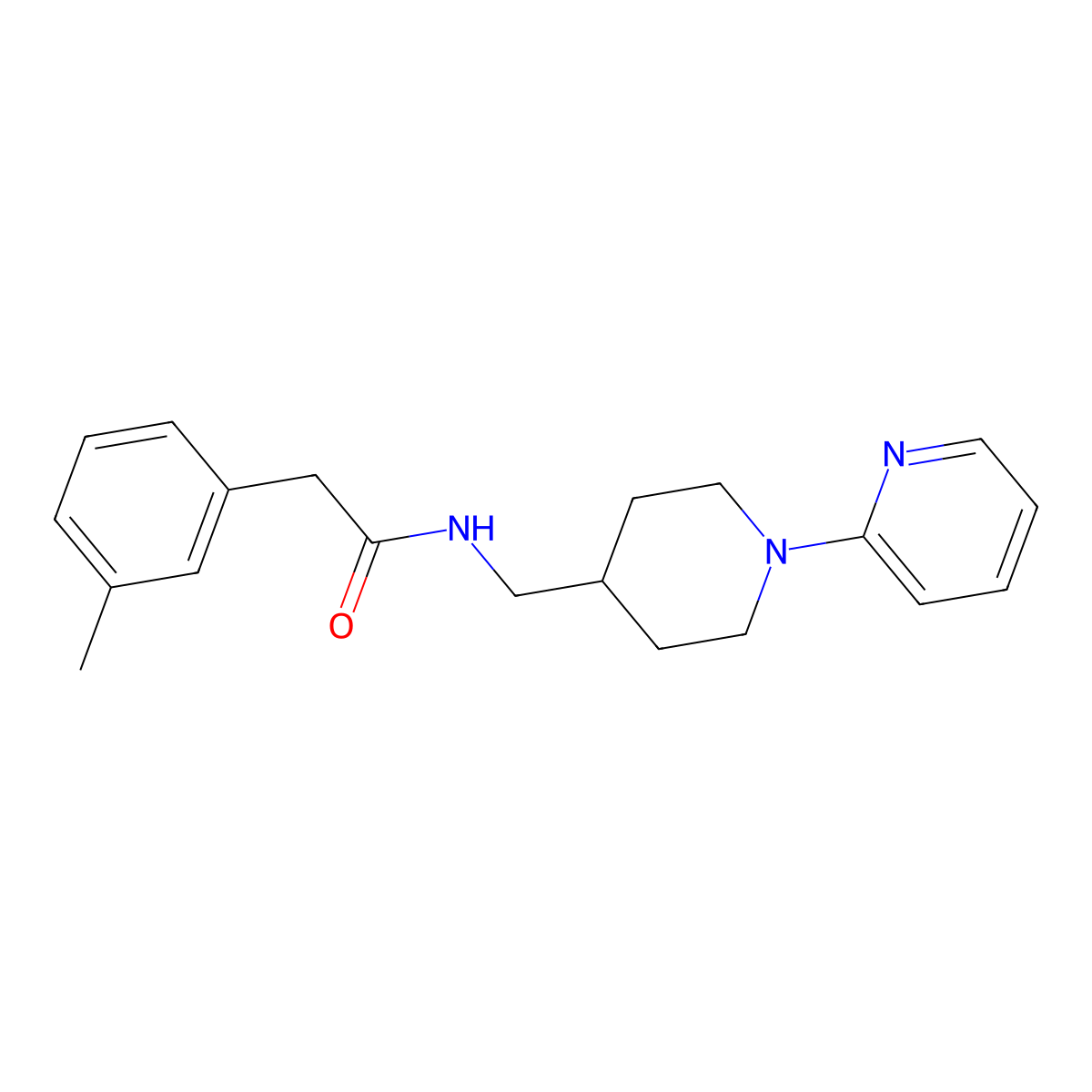 N-((1-(pyridin-2-yl)piperidin-4-yl)methyl)-2-(m-tolyl)acetamide molecular structure, CAS 1234991-66-2