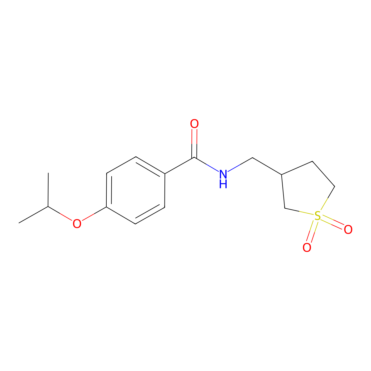 N-((1,1-dioxidotetrahydrothiophen-3-yl)methyl)-4-isopropoxybenzamide molecular structure, CAS 1234991-79-7