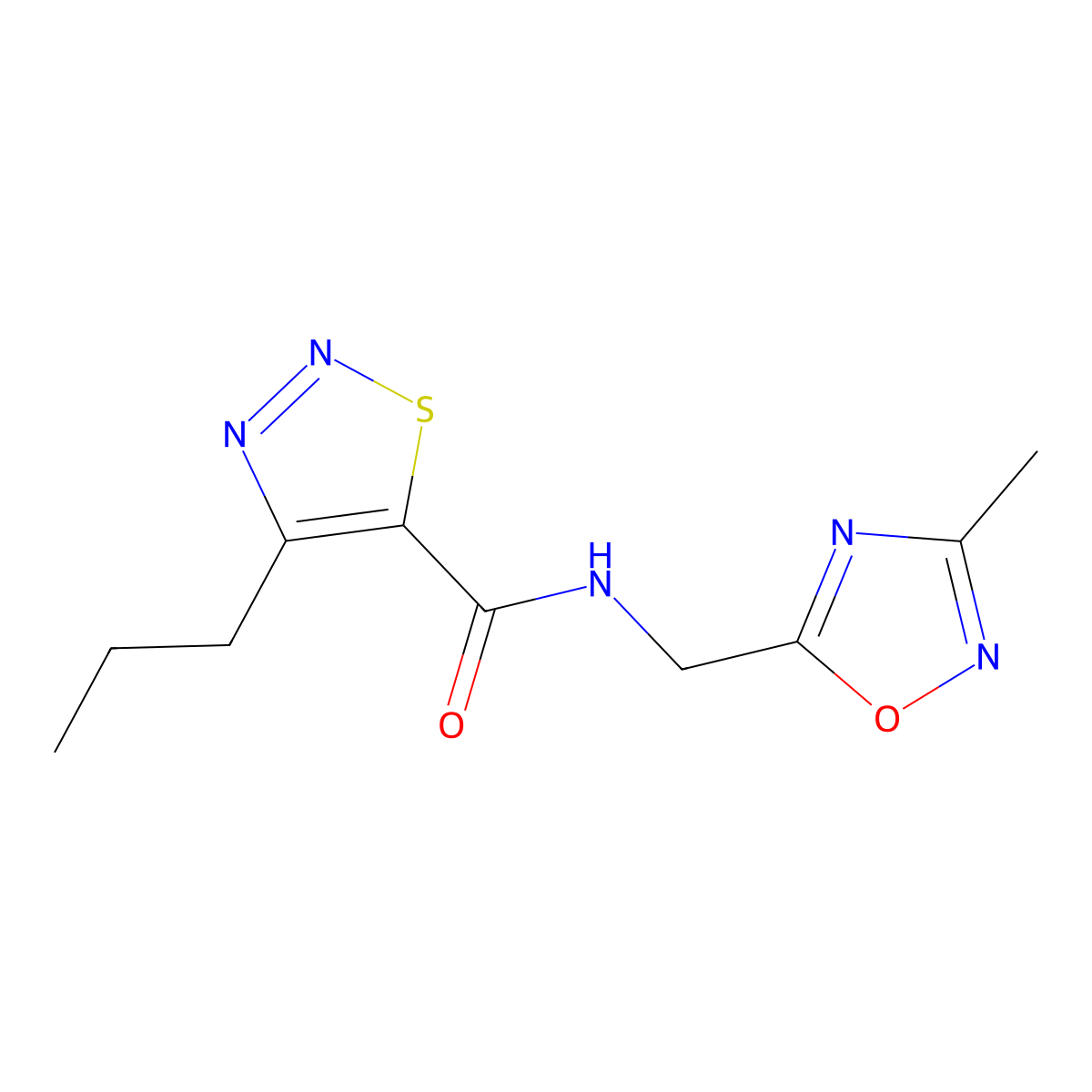 N-((3-methyl-1,2,4-oxadiazol-5-yl)methyl)-4-propyl-1,2,3-thiadiazole-5-carboxamide molecular structure, CAS 1234991-84-4