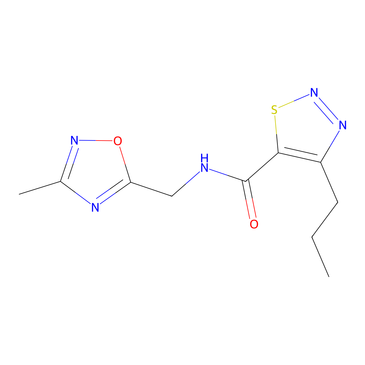 N-((3-methyl-1,2,4-oxadiazol-5-yl)methyl)-4-propyl-1,2,3-thiadiazole-5-carboxamide molecular structure, CAS 1234991-84-4
