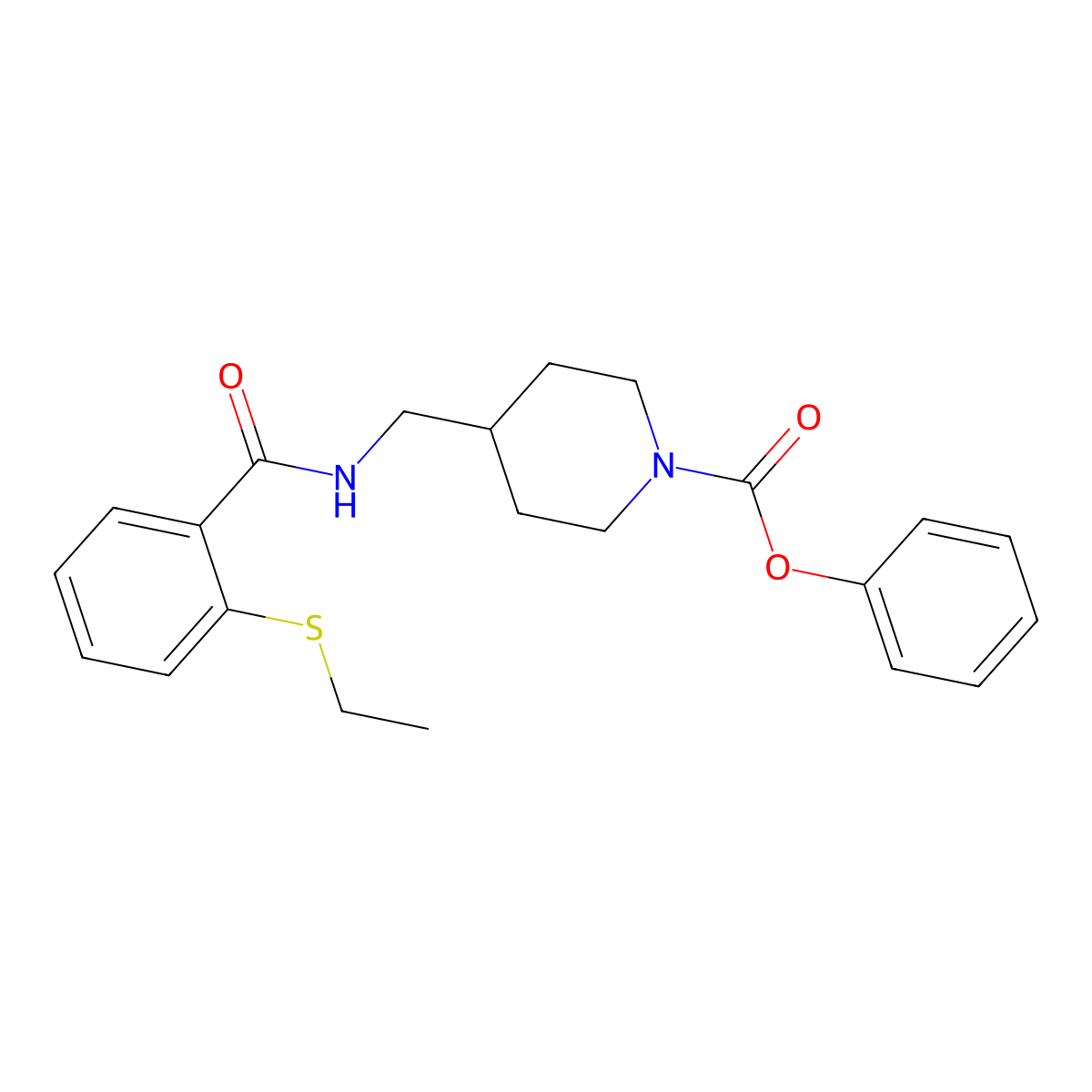 Phenyl 4-({[2-(ethylsulfanyl)phenyl]formamido}methyl)piperidine-1-carboxylate molecular structure, CAS 1234992-32-5