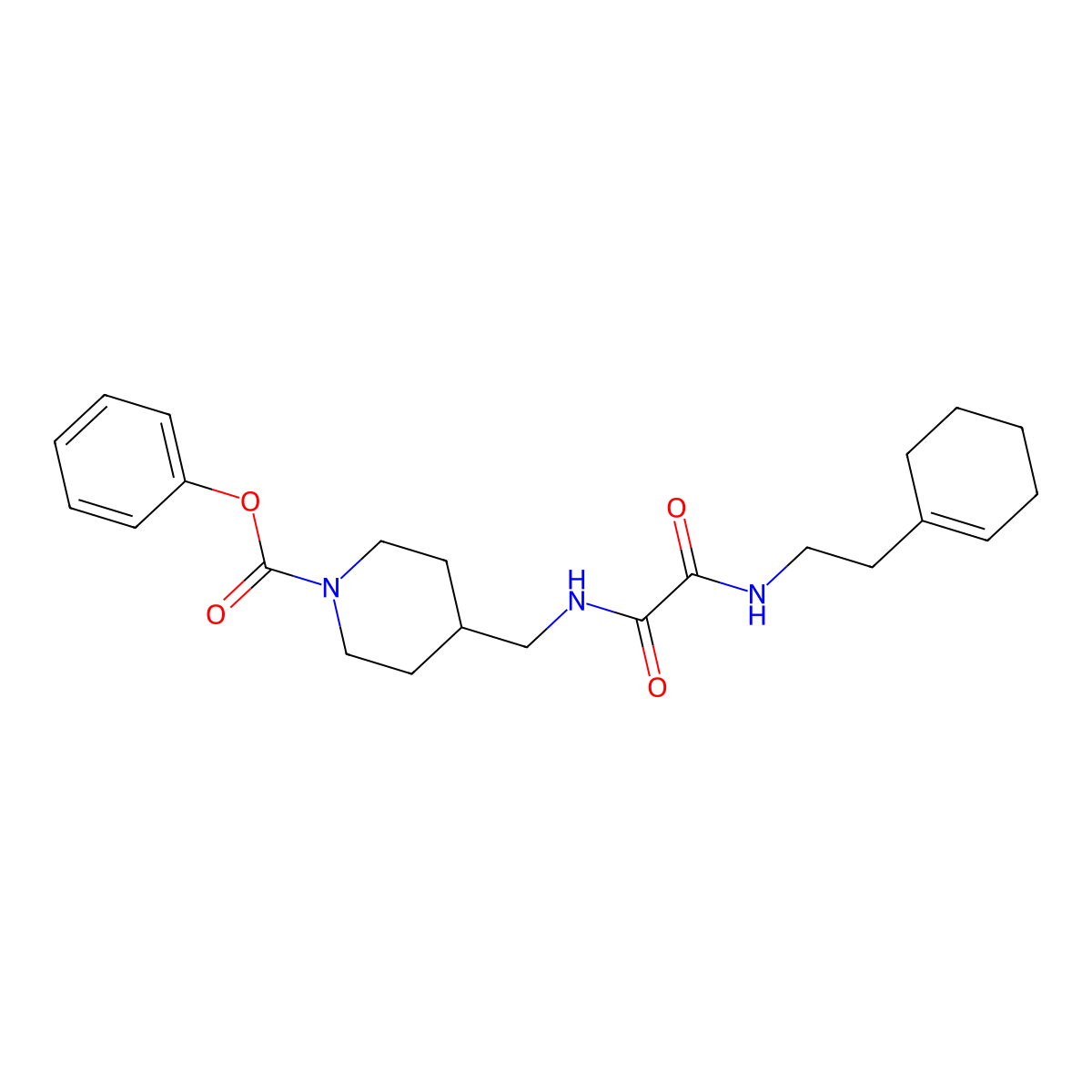 Phenyl 4-((2-((2-(cyclohex-1-en-1-yl)ethyl)amino)-2-oxoacetamido)methyl)piperidine-1-carboxylate molecular structure, CAS 1234992-93-8