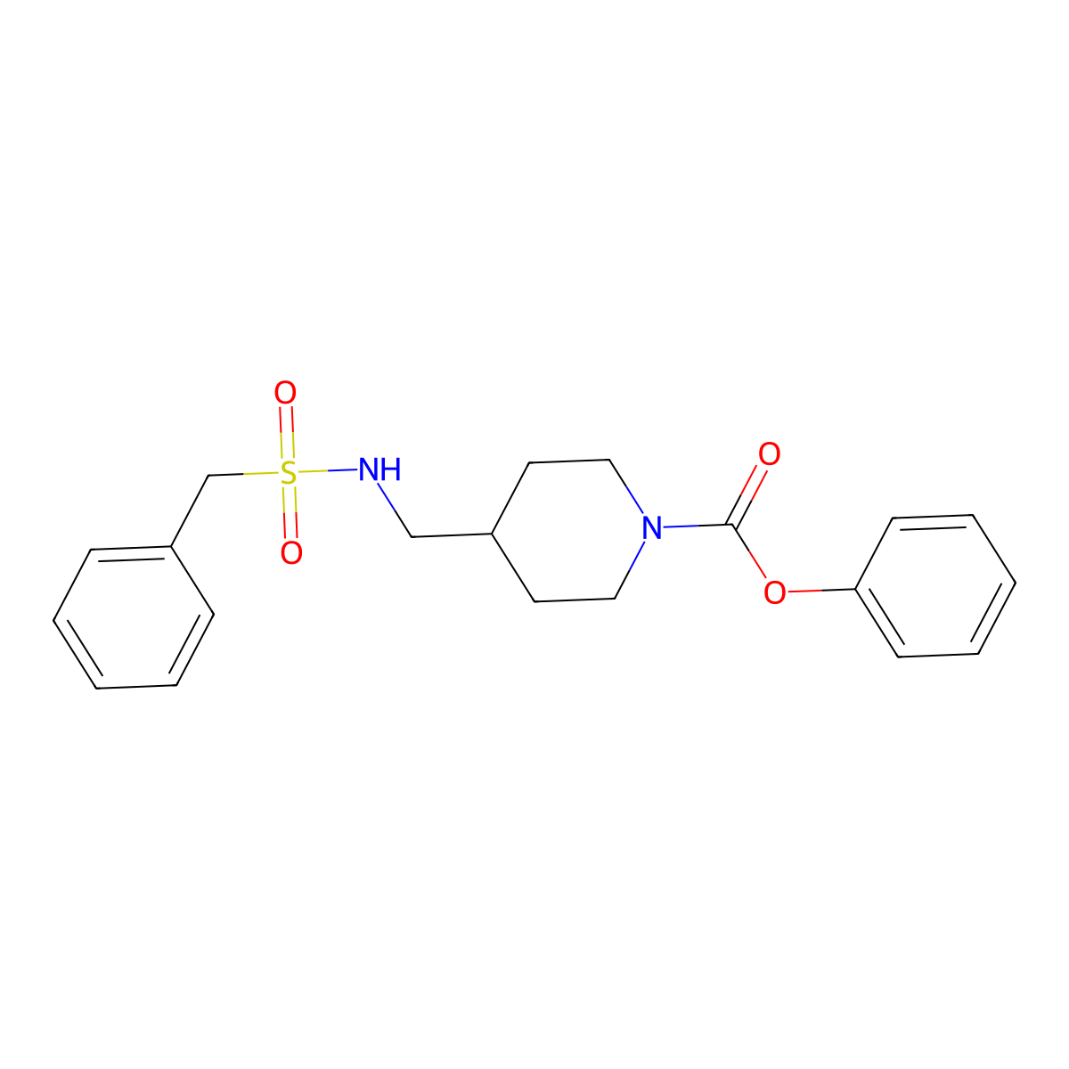 Phenyl 4-[(phenylmethanesulfonamido)methyl]piperidine-1-carboxylate molecular structure, CAS 1234993-56-6