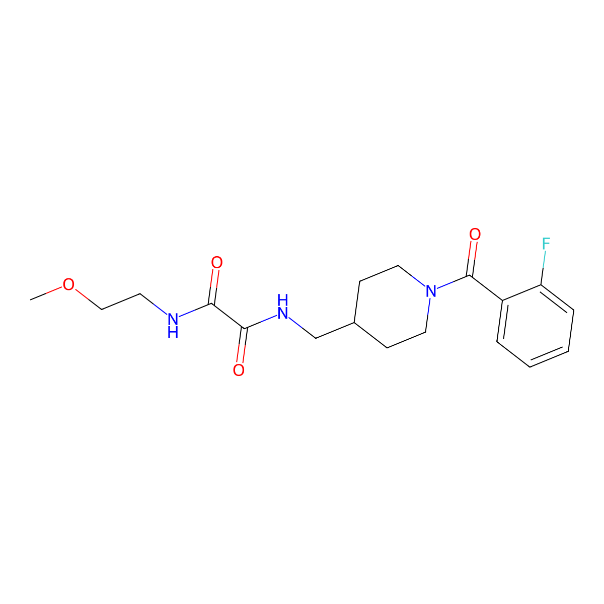 N1-((1-(2-fluorobenzoyl)piperidin-4-yl)methyl)-N2-(2-methoxyethyl)oxalamide molecular structure, CAS 1234994-50-3