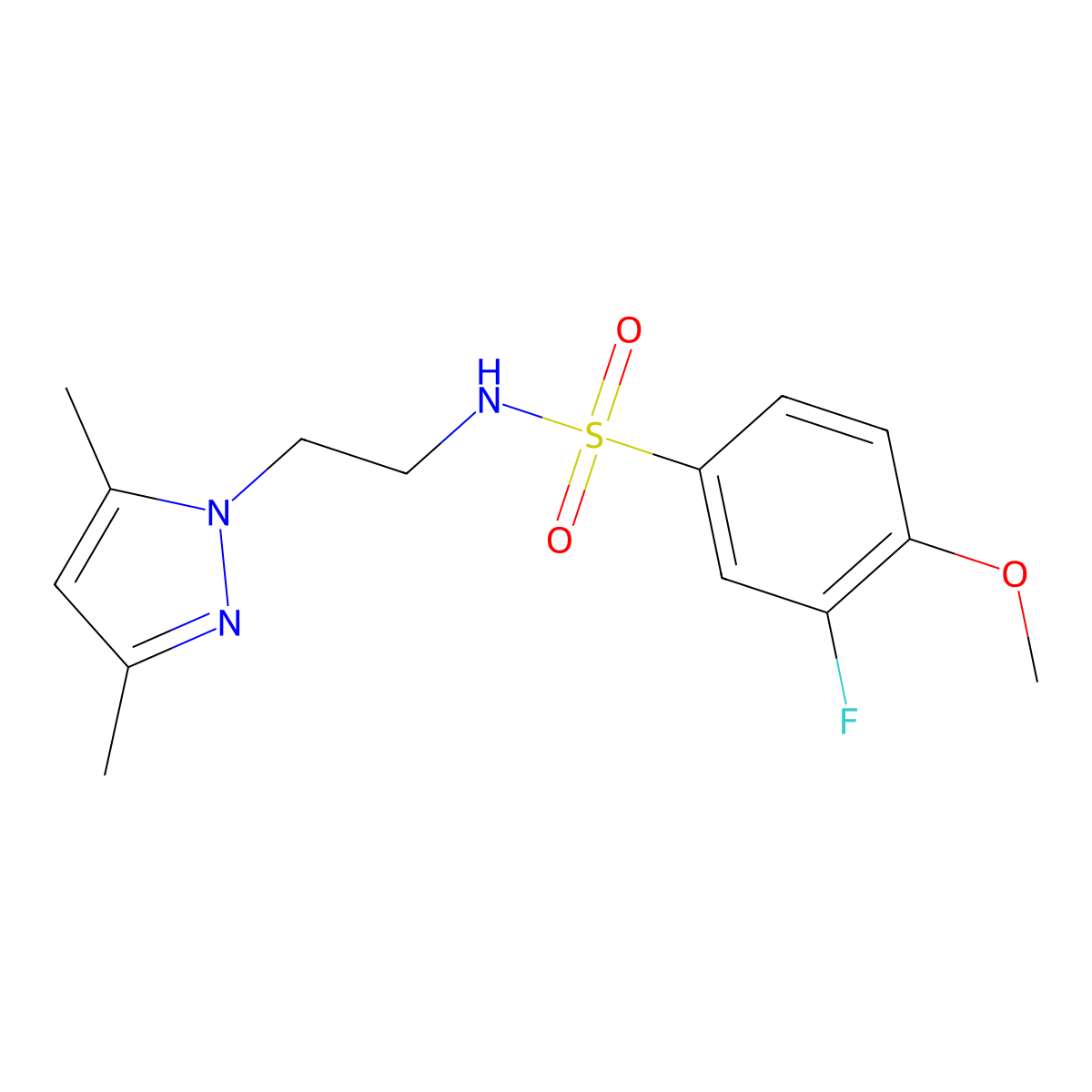 N-(2-(3,5-dimethyl-1H-pyrazol-1-yl)ethyl)-3-fluoro-4-methoxybenzenesulfonamide molecular structure, CAS 1234994-56-9