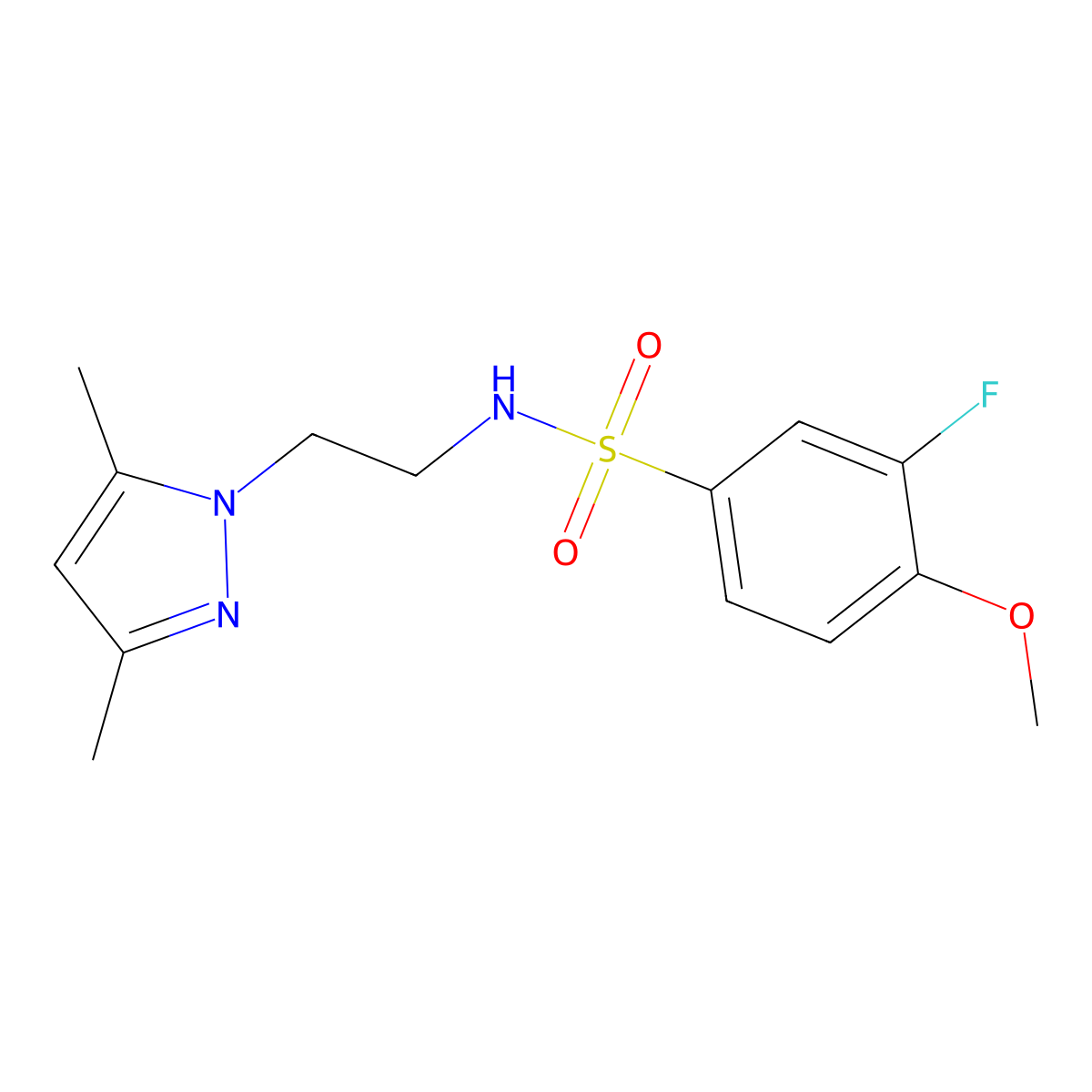 N-(2-(3,5-dimethyl-1H-pyrazol-1-yl)ethyl)-3-fluoro-4-methoxybenzenesulfonamide molecular structure, CAS 1234994-56-9
