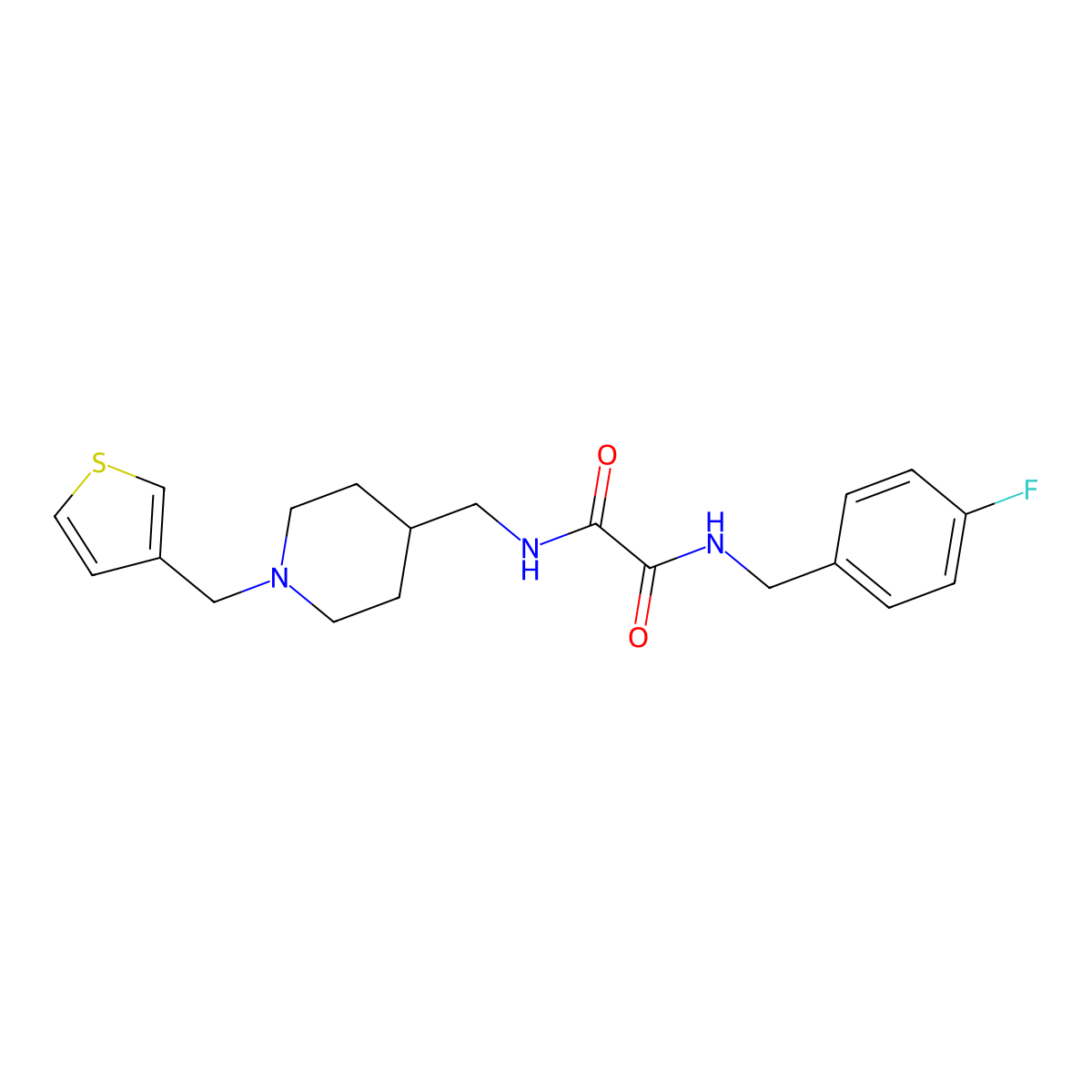 N1-(4-fluorobenzyl)-N2-((1-(thiophen-3-ylmethyl)piperidin-4-yl)methyl)oxalamide molecular structure, CAS 1234995-14-2