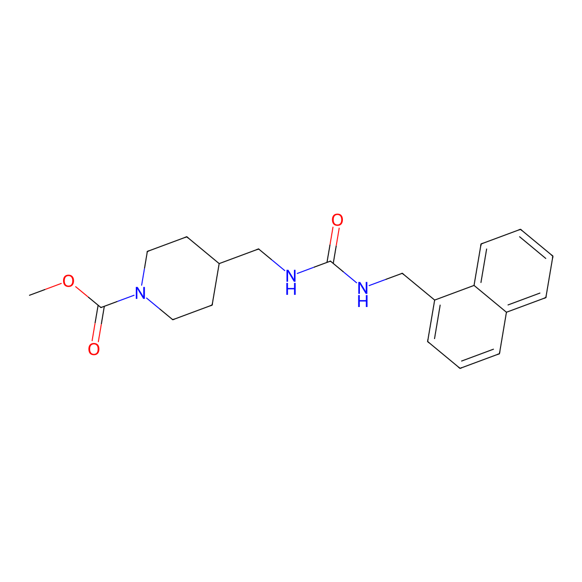 Methyl 4-((3-(naphthalen-1-ylmethyl)ureido)methyl)piperidine-1-carboxylate molecular structure, CAS 1234995-15-3