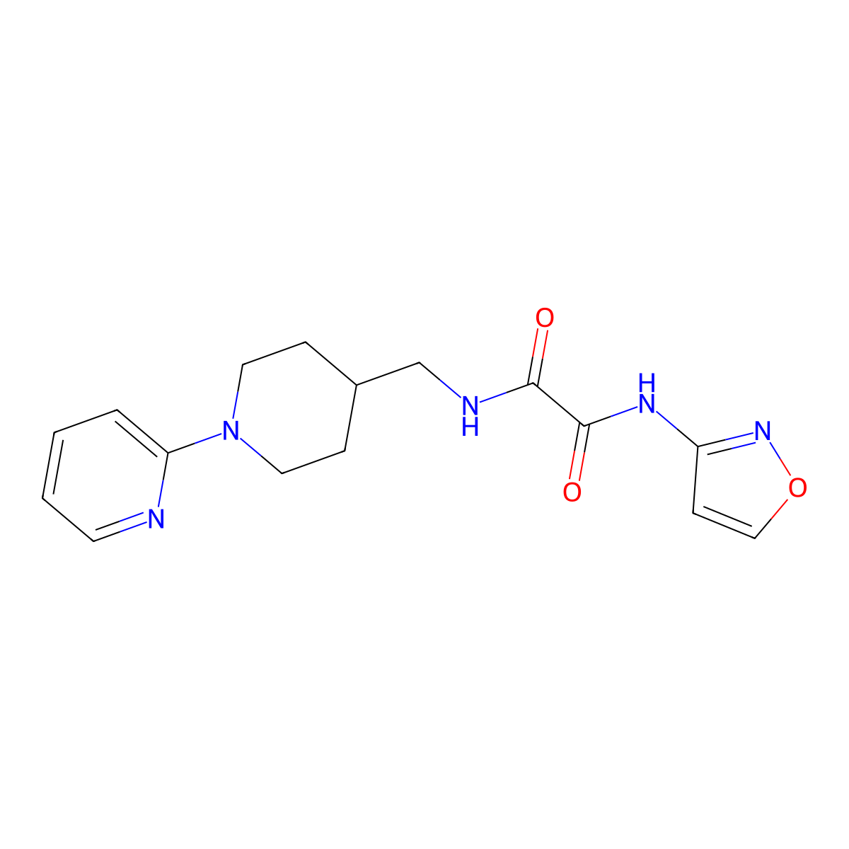 N1-(isoxazol-3-yl)-N2-((1-(pyridin-2-yl)piperidin-4-yl)methyl)oxalamide molecular structure, CAS 1234996-31-6
