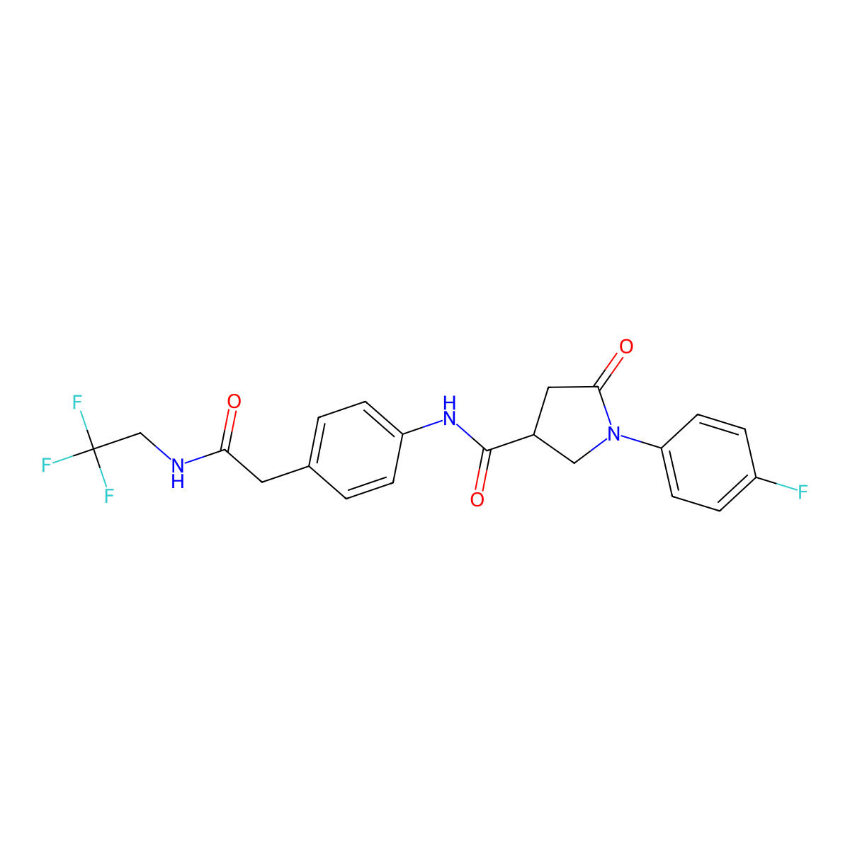 1-(4-fluorophenyl)-5-oxo-N-(4-(2-oxo-2-((2,2,2-trifluoroethyl)amino)ethyl)phenyl)pyrrolidine-3-carboxamide molecular structure, CAS 1234996-82-7