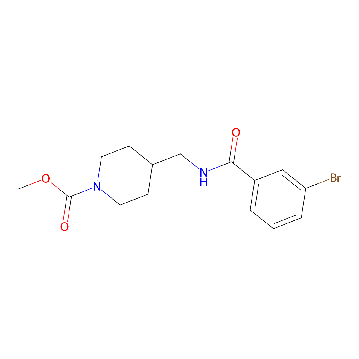 Methyl 4-((3-bromobenzamido)methyl)piperidine-1-carboxylate molecular structure, CAS 1234997-11-5