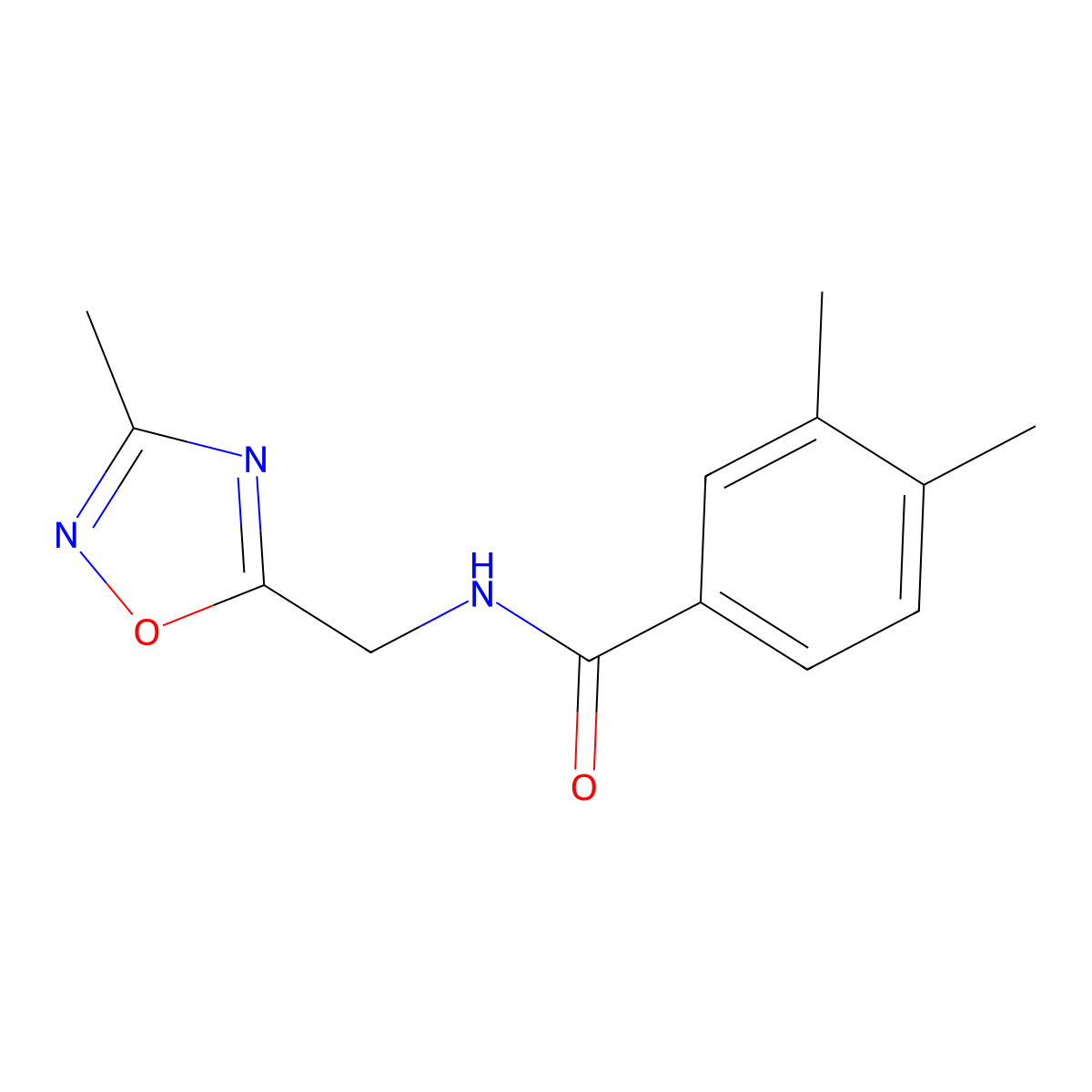 3,4-dimethyl-N-[(3-methyl-1,2,4-oxadiazol-5-yl)methyl]benzamide molecular structure, CAS 1234997-13-7