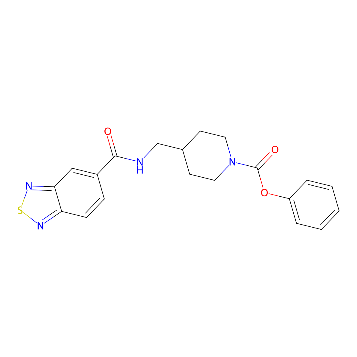 Phenyl 4-((benzo[c][1,2,5]thiadiazole-5-carboxamido)methyl)piperidine-1-carboxylate molecular structure, CAS 1234997-63-7