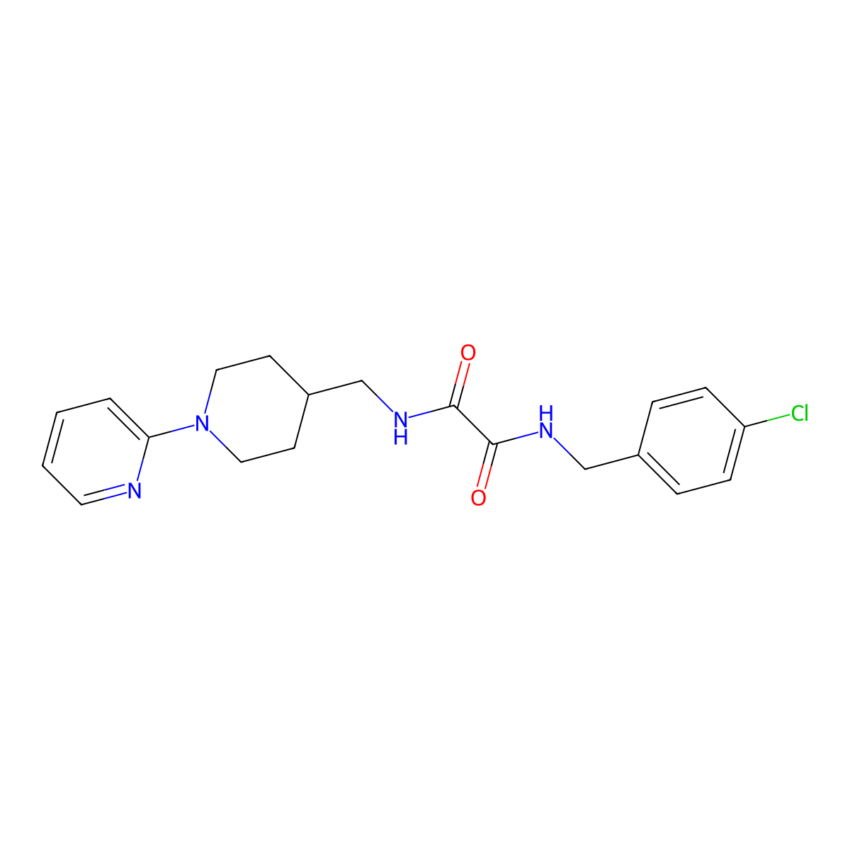 N1-(4-chlorobenzyl)-N2-((1-(pyridin-2-yl)piperidin-4-yl)methyl)oxalamide molecular structure, CAS 1234997-65-9