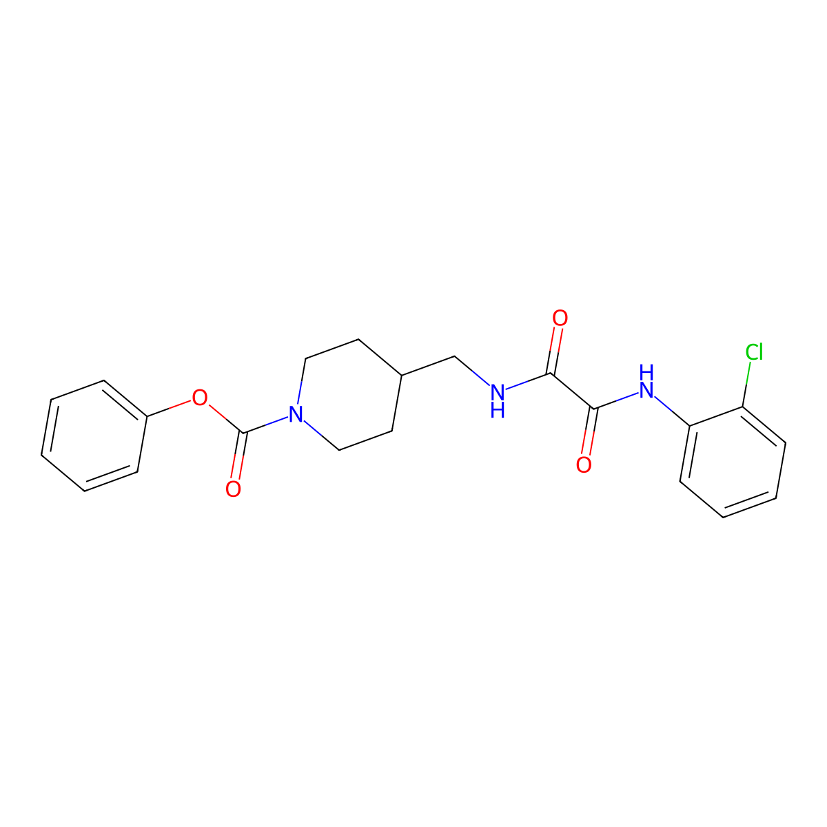Phenyl 4-((2-((2-chlorophenyl)amino)-2-oxoacetamido)methyl)piperidine-1-carboxylate molecular structure, CAS 1234999-39-3