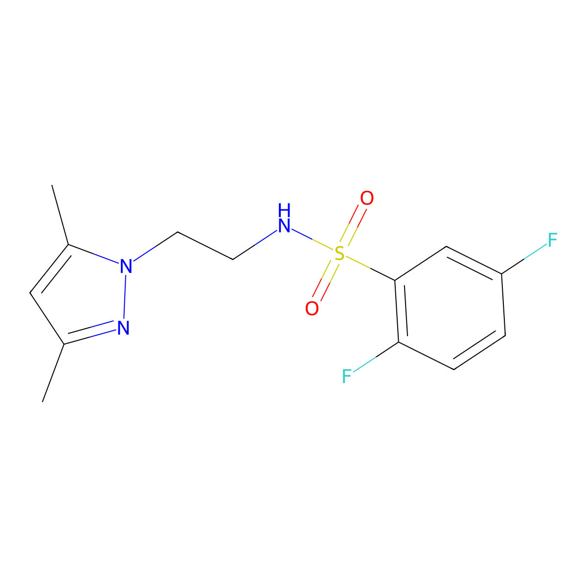 N-(2-(3,5-dimethyl-1H-pyrazol-1-yl)ethyl)-2,5-difluorobenzenesulfonamide molecular structure, CAS 1234999-62-2