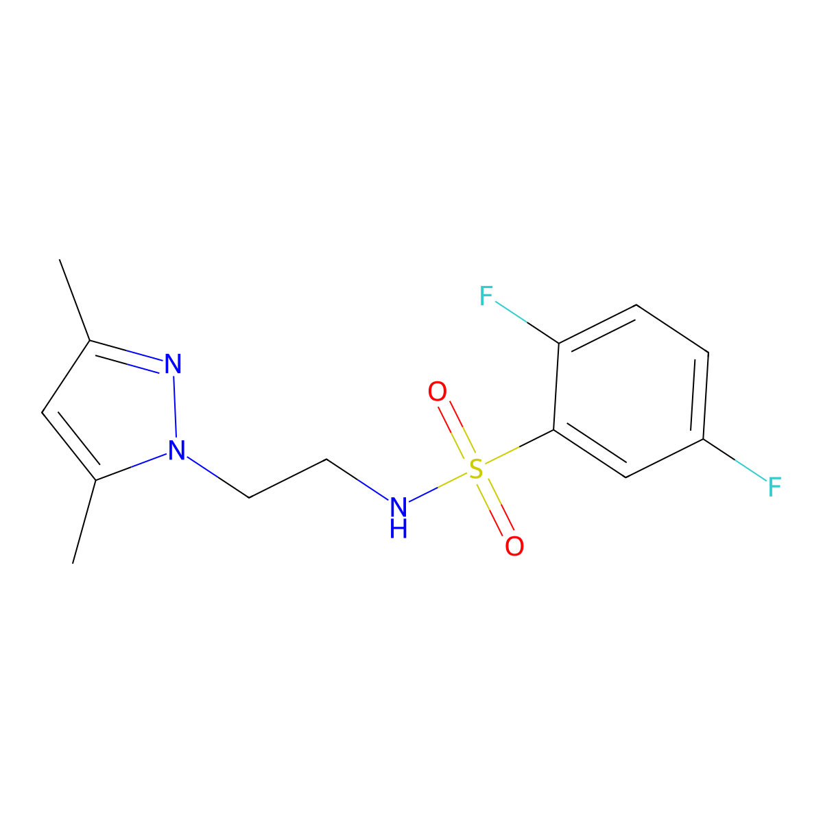 N-(2-(3,5-dimethyl-1H-pyrazol-1-yl)ethyl)-2,5-difluorobenzenesulfonamide molecular structure, CAS 1234999-62-2
