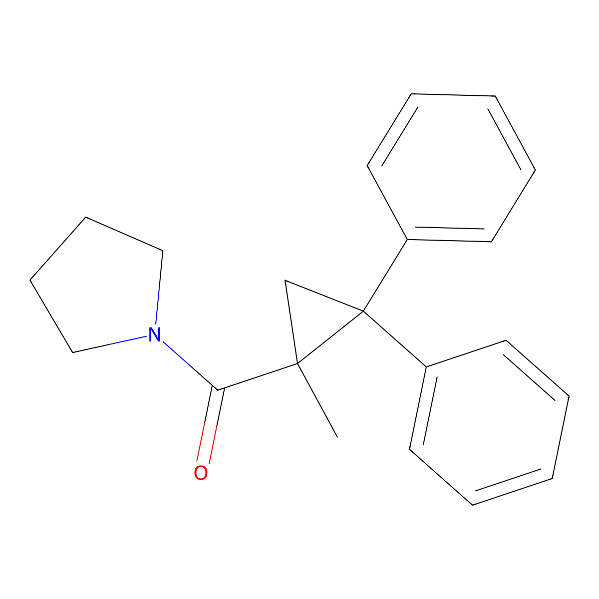 (1-Methyl-2,2-diphenylcyclopropyl)(pyrrolidin-1-yl)methanone molecular structure, CAS 1235-58-1