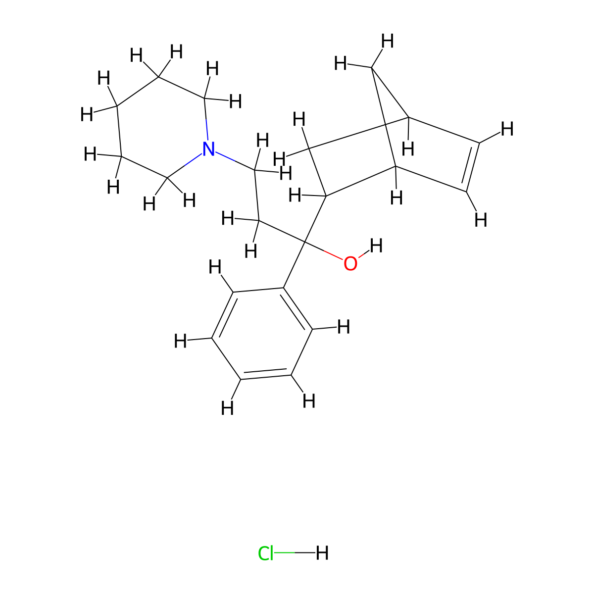 Biperiden Hydrochloride molecular structure, CAS 1235-82-1
