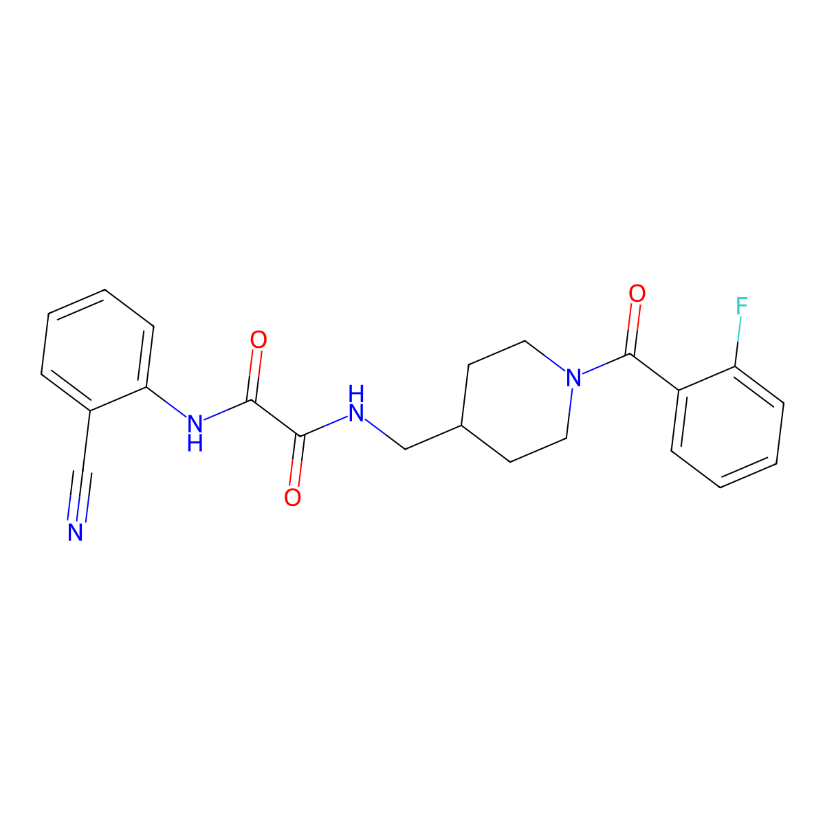 N1-(2-cyanophenyl)-N2-((1-(2-fluorobenzoyl)piperidin-4-yl)methyl)oxalamide molecular structure, CAS 1235000-18-6