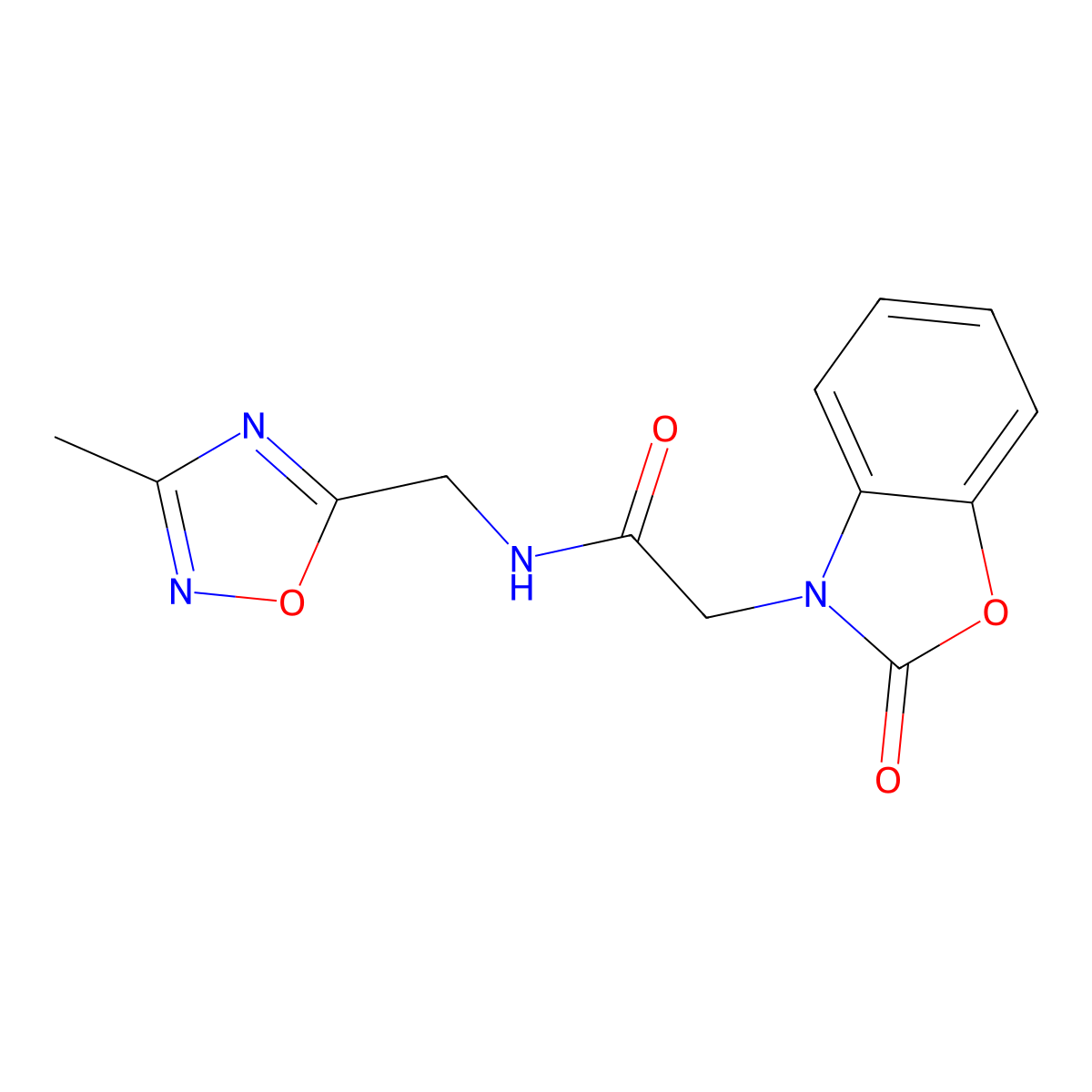 N-((3-methyl-1,2,4-oxadiazol-5-yl)methyl)-2-(2-oxobenzo[d]oxazol-3(2H)-yl)acetamide molecular structure, CAS 1235000-96-0