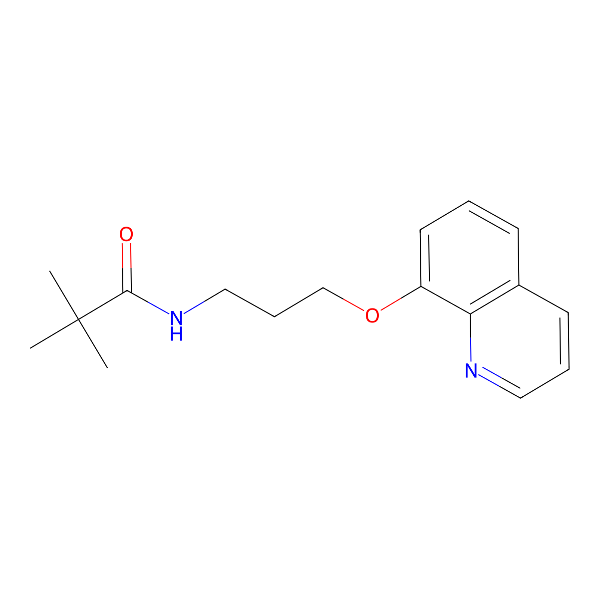 2,2-dimethyl-N-[3-(quinolin-8-yloxy)propyl]propanamide molecular structure, CAS 1235001-08-7