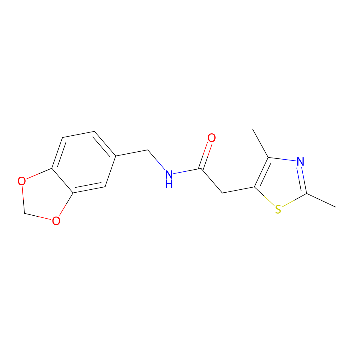 N-[(2H-1,3-benzodioxol-5-yl)methyl]-2-(2,4-dimethyl-1,3-thiazol-5-yl)acetamide molecular structure, CAS 1235001-78-1