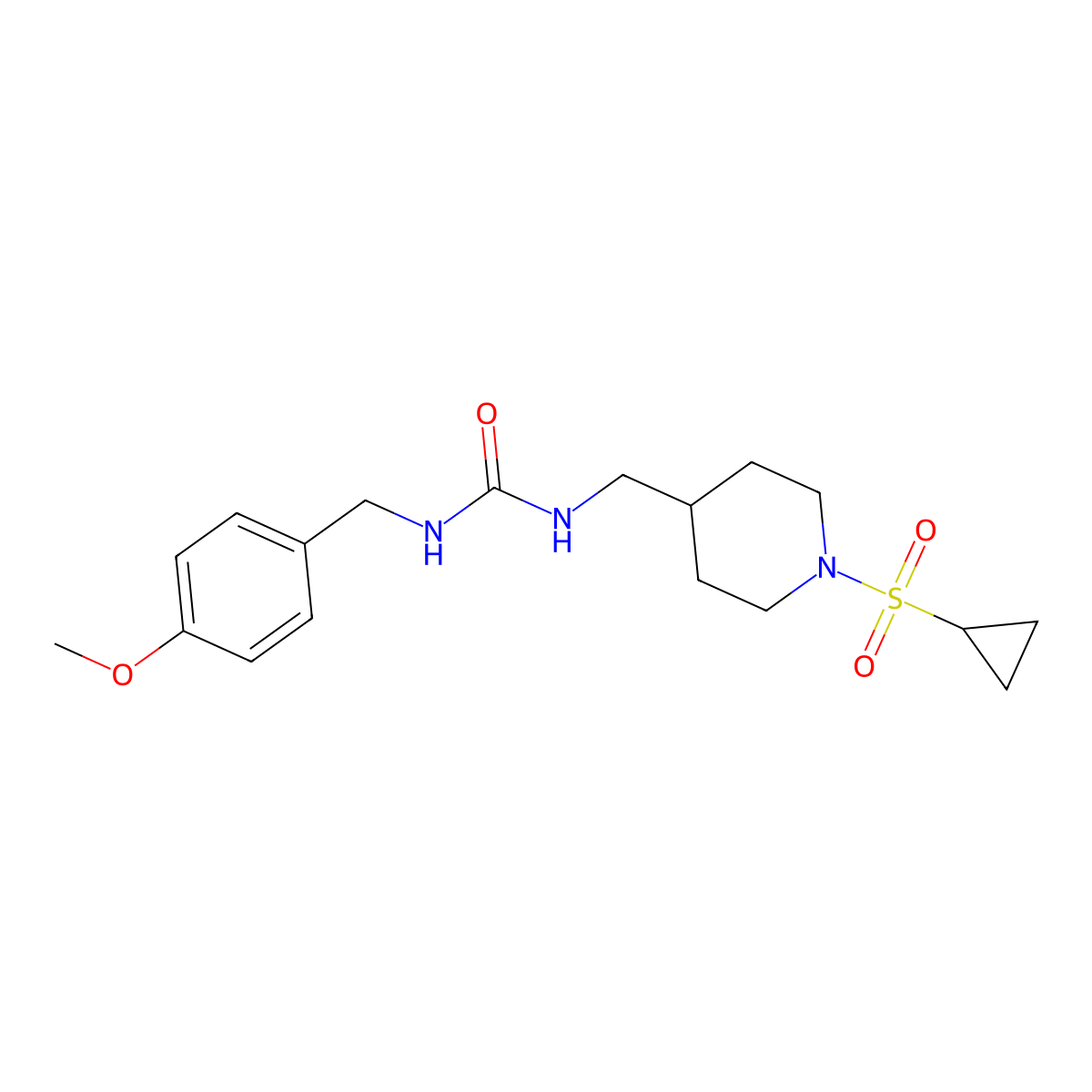 1-((1-(Cyclopropylsulfonyl)piperidin-4-yl)methyl)-3-(4-methoxybenzyl)urea molecular structure, CAS 1235002-08-0