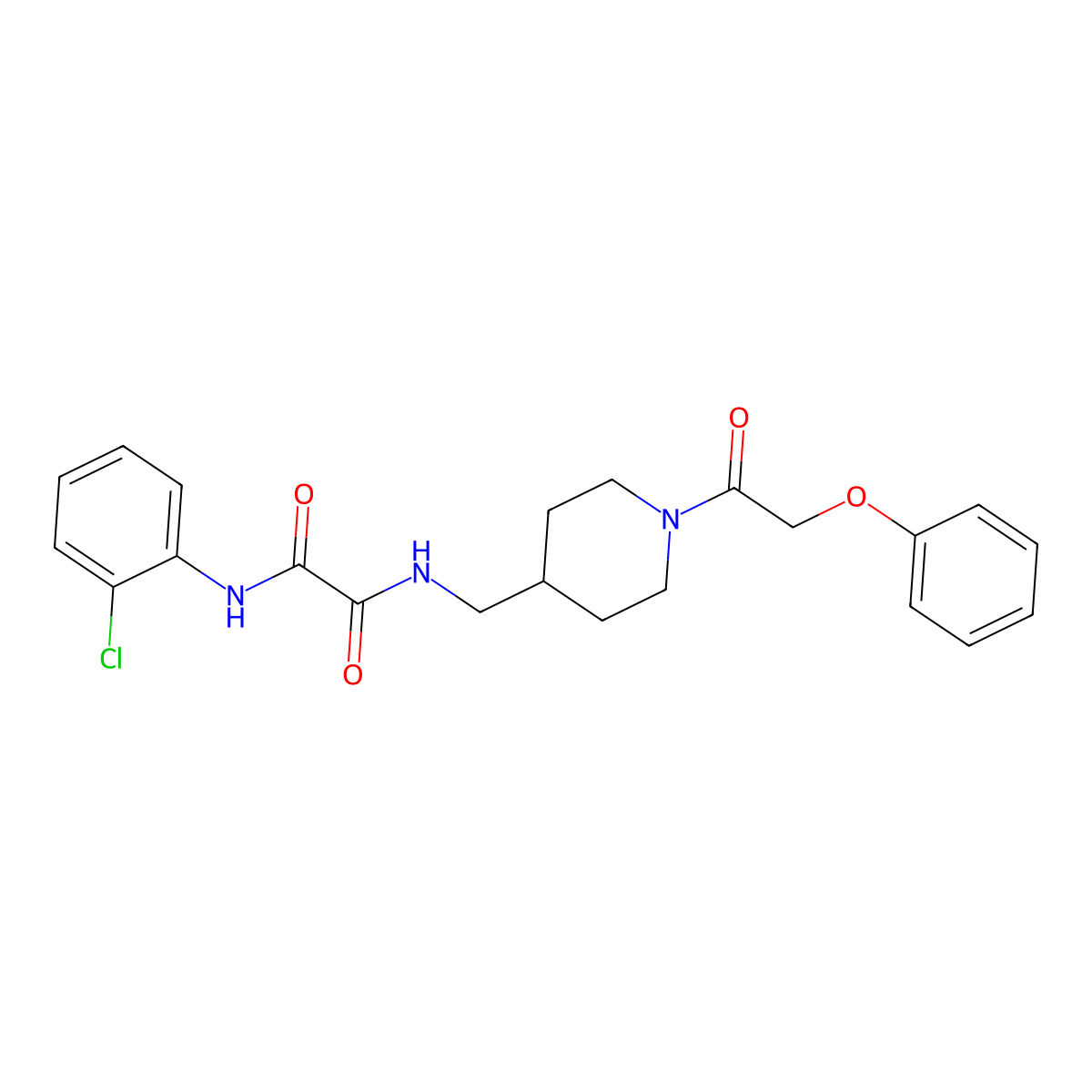 N1-(2-chlorophenyl)-N2-((1-(2-phenoxyacetyl)piperidin-4-yl)methyl)oxalamide molecular structure, CAS 1235002-66-0