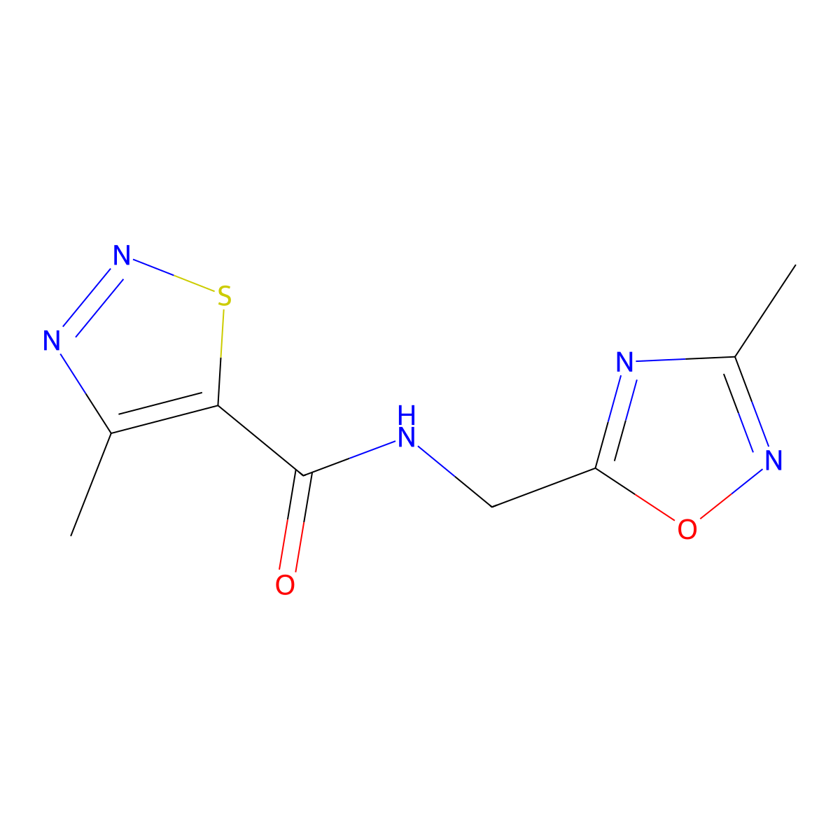 4-methyl-N-[(3-methyl-1,2,4-oxadiazol-5-yl)methyl]-1,2,3-thiadiazole-5-carboxamide molecular structure, CAS 1235003-54-9