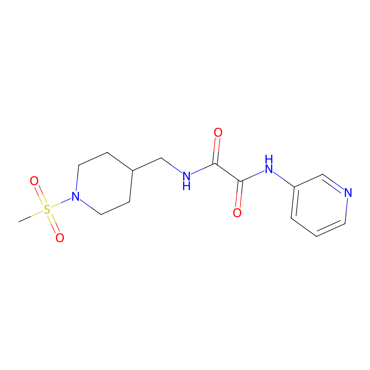 N1-((1-(methylsulfonyl)piperidin-4-yl)methyl)-N2-(pyridin-3-yl)oxalamide molecular structure, CAS 1235003-63-0