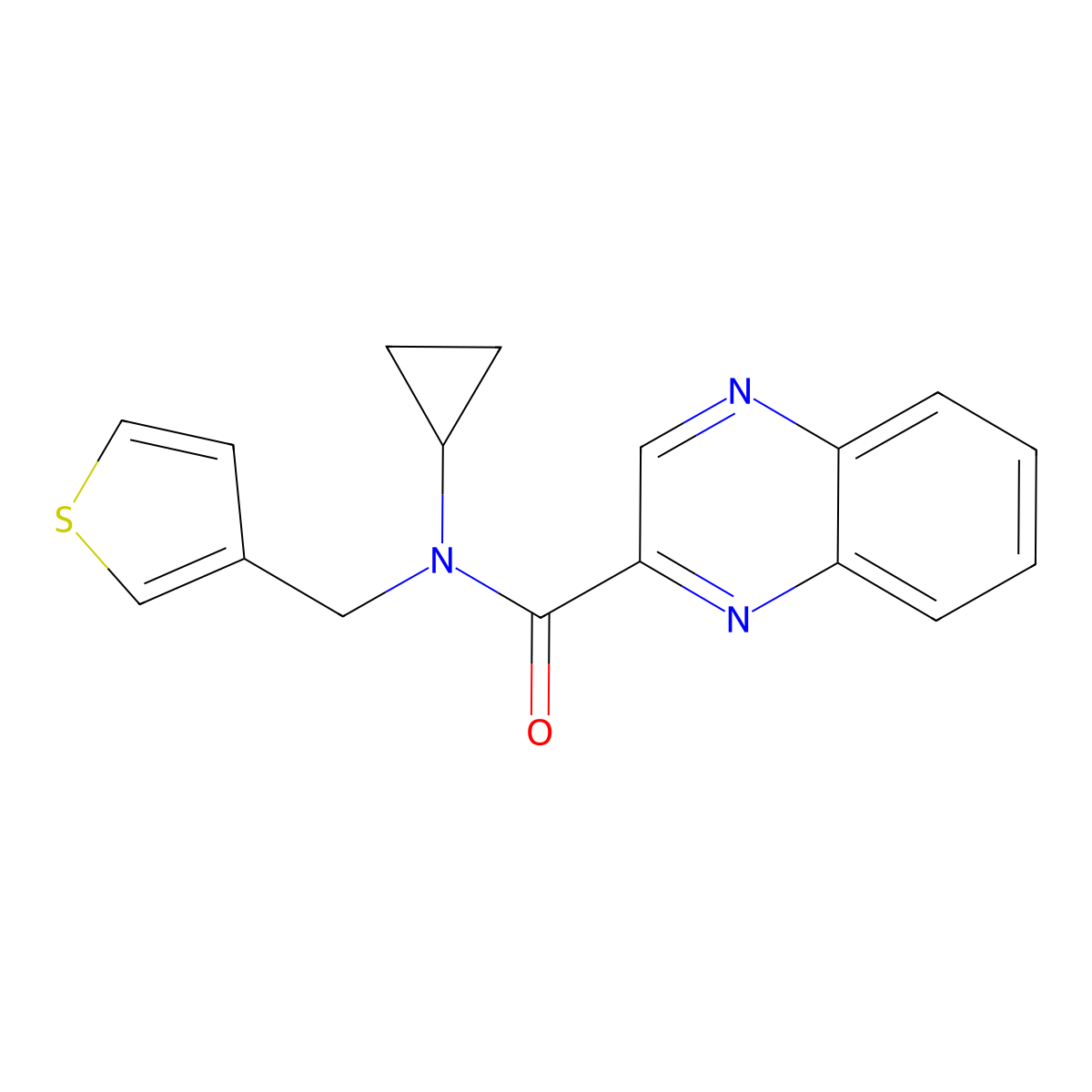 N-cyclopropyl-N-(thiophen-3-ylmethyl)quinoxaline-2-carboxamide molecular structure, CAS 1235004-93-9