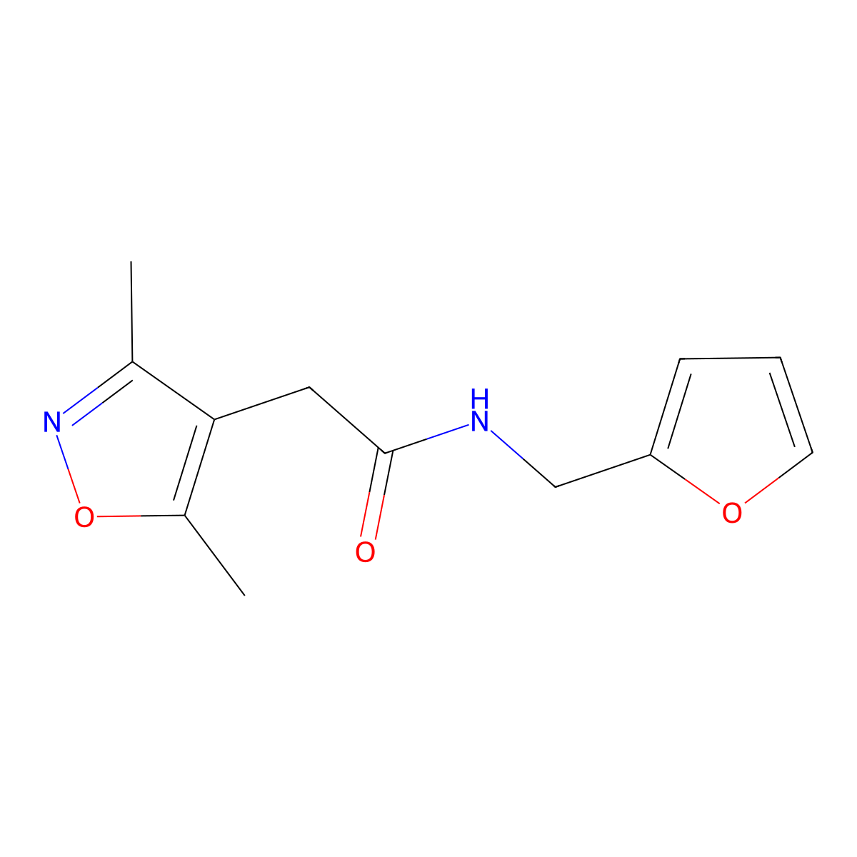 2-(3,5-dimethyl-4-isoxazolyl)-N~1~-(2-furylmethyl)acetamide molecular structure, CAS 1235004-97-3