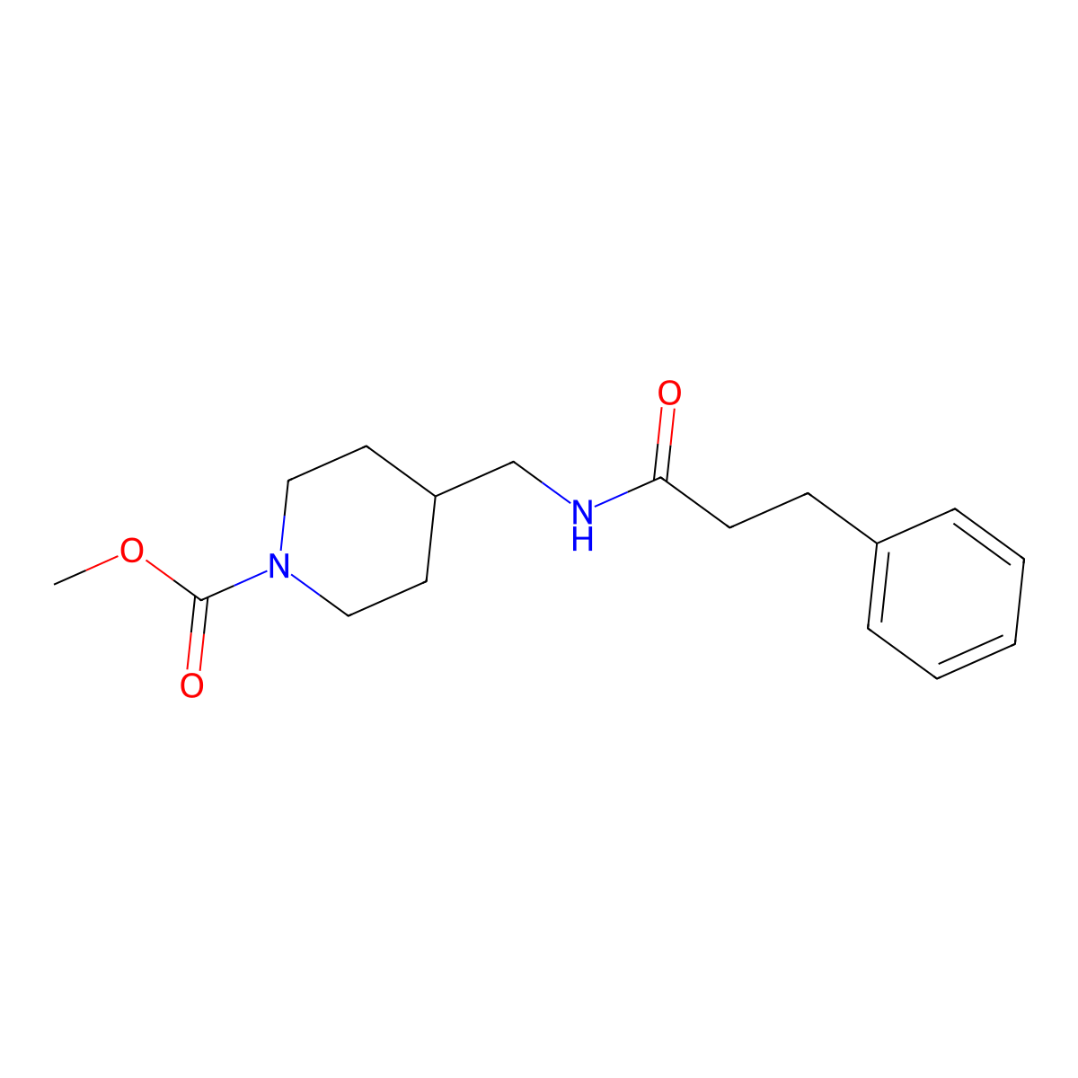 Methyl 4-[(3-phenylpropanamido)methyl]piperidine-1-carboxylate molecular structure, CAS 1235004-98-4