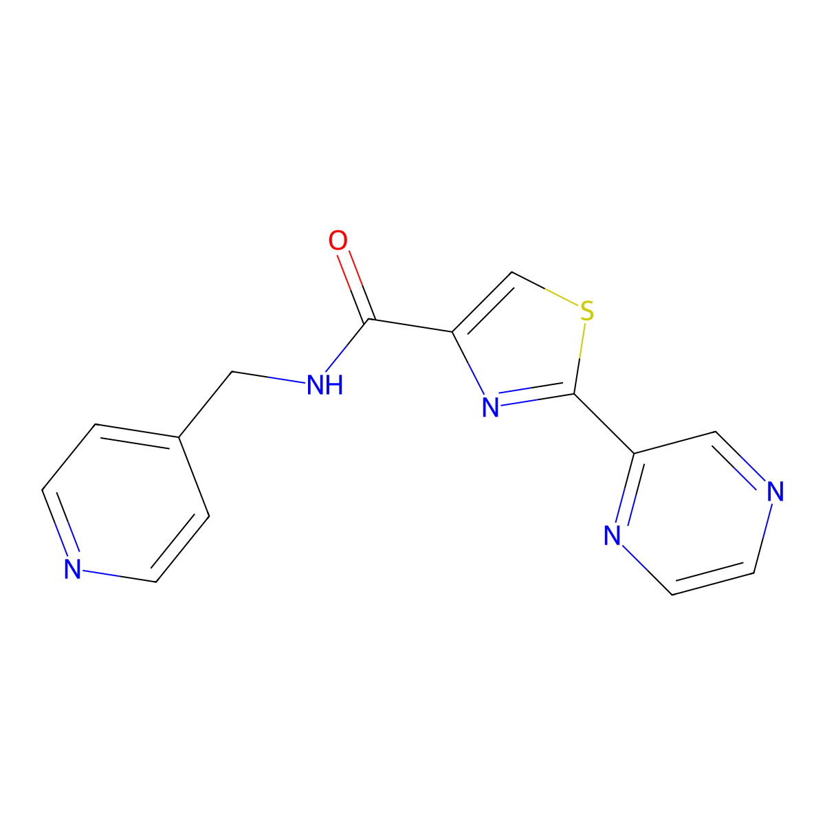 2-(pyrazin-2-yl)-N-(pyridin-4-ylmethyl)thiazole-4-carboxamide molecular structure, CAS 1235006-62-8
