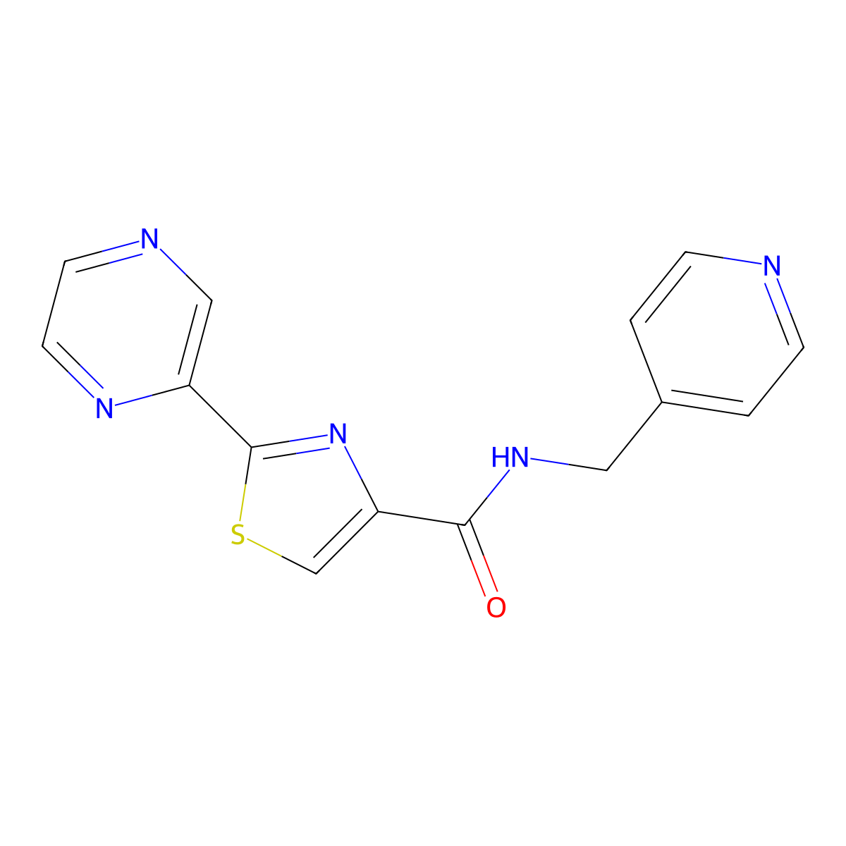 2-(pyrazin-2-yl)-N-(pyridin-4-ylmethyl)thiazole-4-carboxamide molecular structure, CAS 1235006-62-8