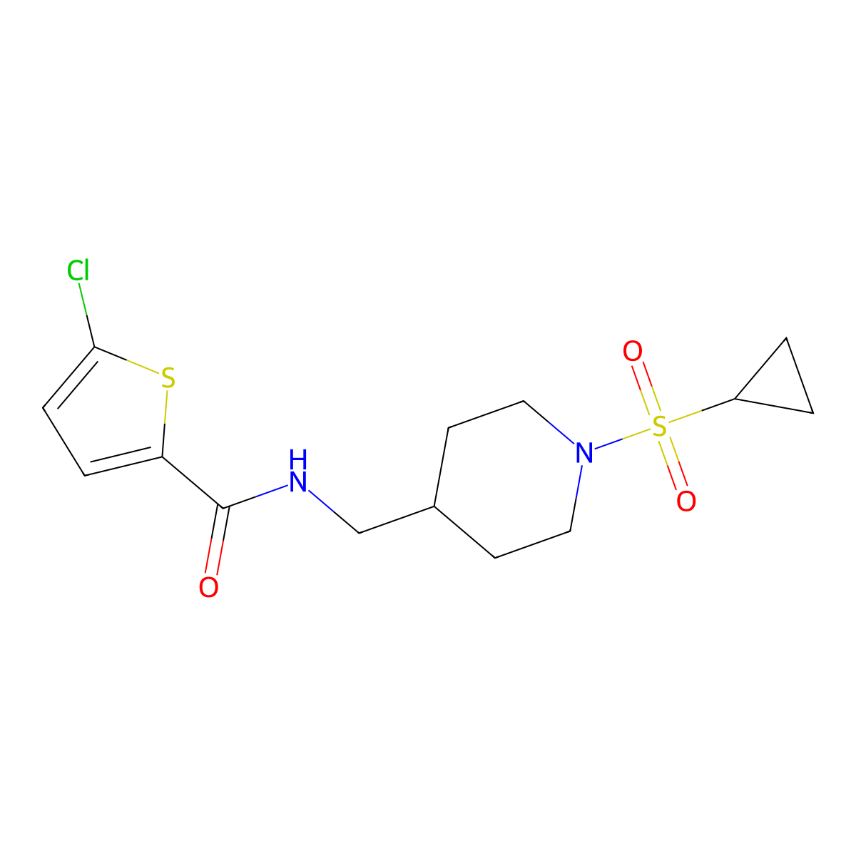 5-chloro-N-((1-(cyclopropylsulfonyl)piperidin-4-yl)methyl)thiophene-2-carboxamide molecular structure, CAS 1235007-37-0