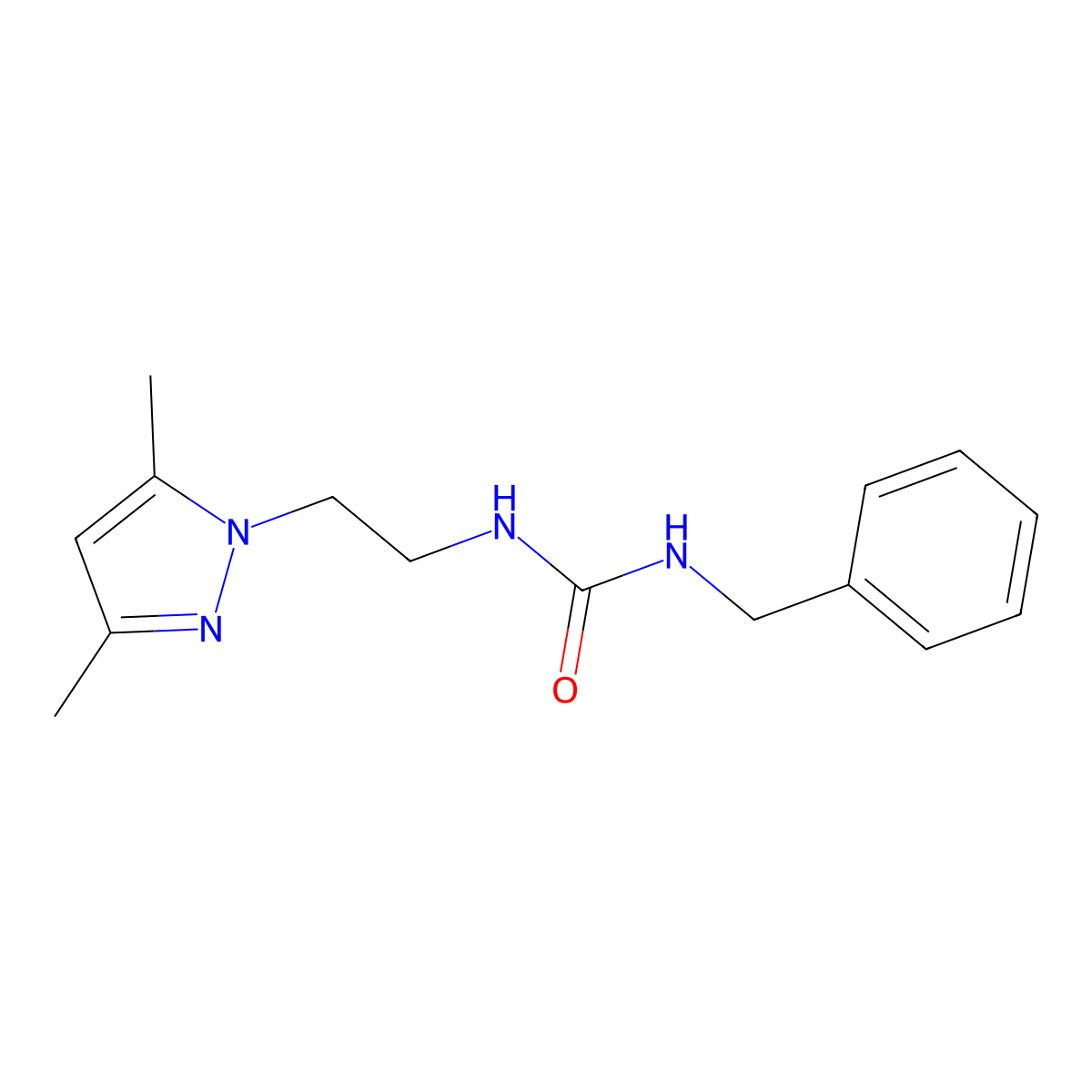 1-benzyl-3-(2-(3,5-dimethyl-1H-pyrazol-1-yl)ethyl)urea molecular structure, CAS 1235007-70-1