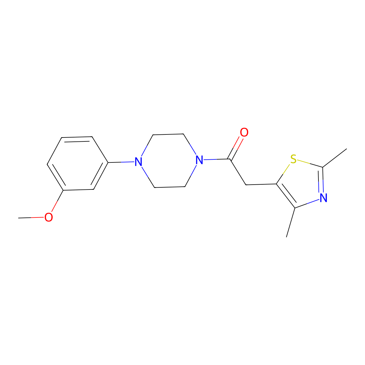 2-(2,4-Dimethylthiazol-5-yl)-1-(4-(3-methoxyphenyl)piperazin-1-yl)ethanone molecular structure, CAS 1235007-78-9