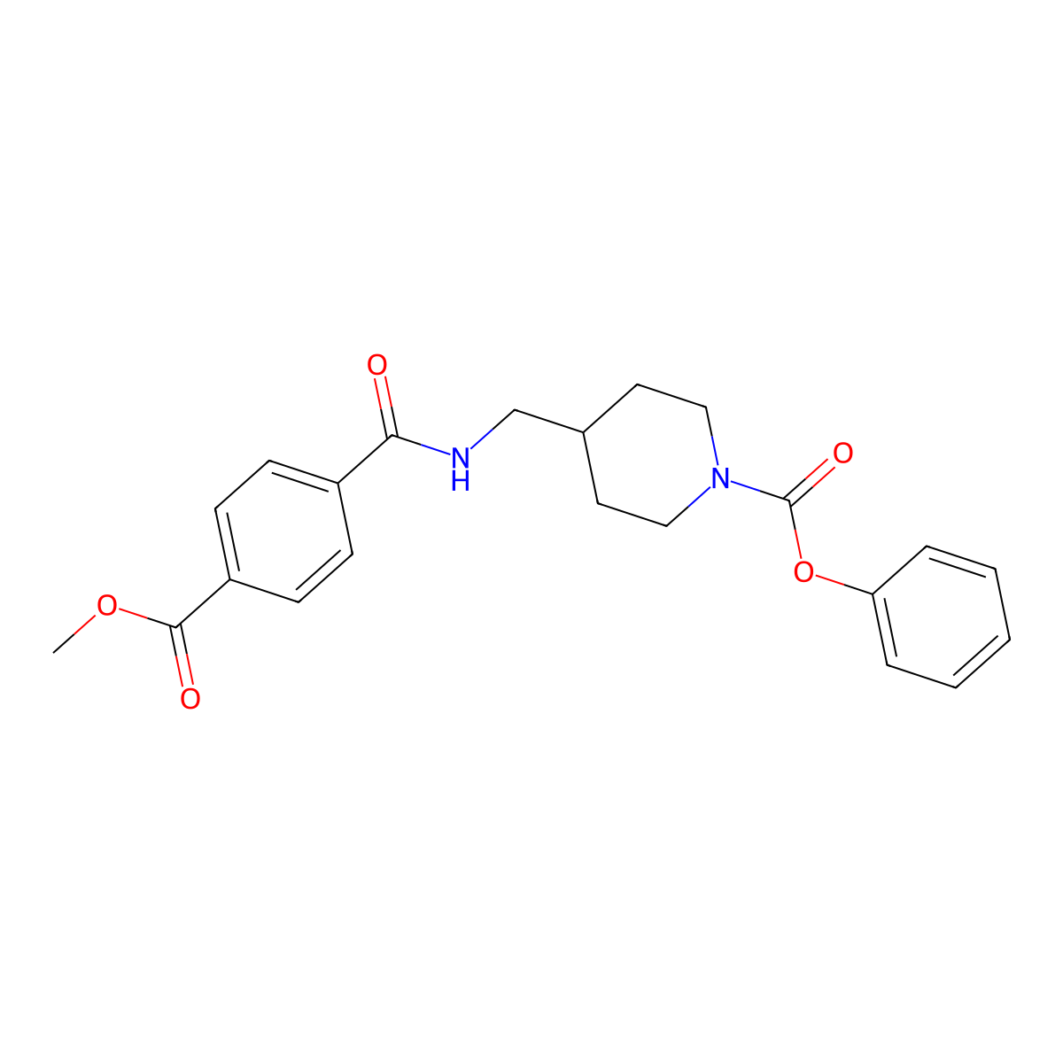 Phenyl 4-((4-(methoxycarbonyl)benzamido)methyl)piperidine-1-carboxylate molecular structure, CAS 1235007-82-5