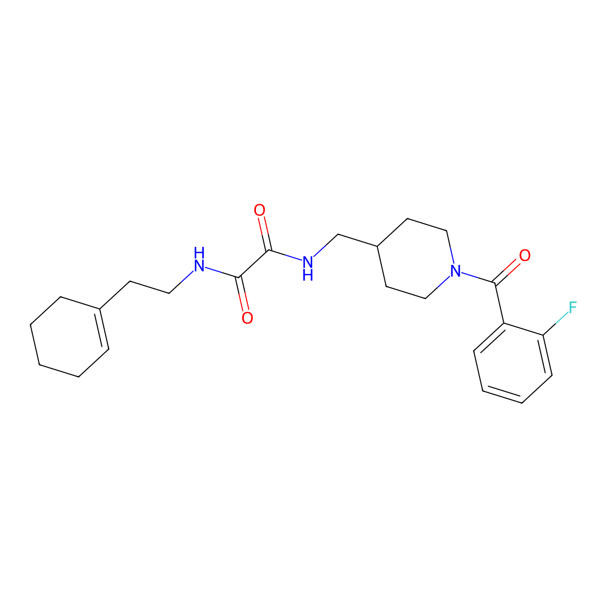 N1-(2-(cyclohex-1-en-1-yl)ethyl)-N2-((1-(2-fluorobenzoyl)piperidin-4-yl)methyl)oxalamide molecular structure, CAS 1235008-82-8