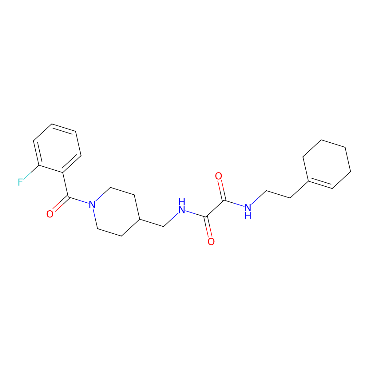 N1-(2-(cyclohex-1-en-1-yl)ethyl)-N2-((1-(2-fluorobenzoyl)piperidin-4-yl)methyl)oxalamide molecular structure, CAS 1235008-82-8