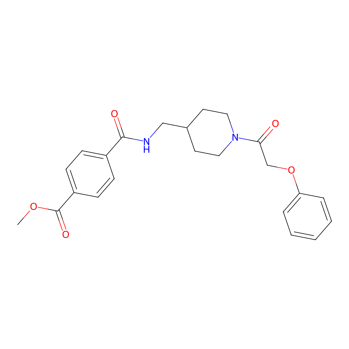 Methyl 4-({[1-(2-phenoxyacetyl)piperidin-4-yl]methyl}carbamoyl)benzoate molecular structure, CAS 1235009-21-8