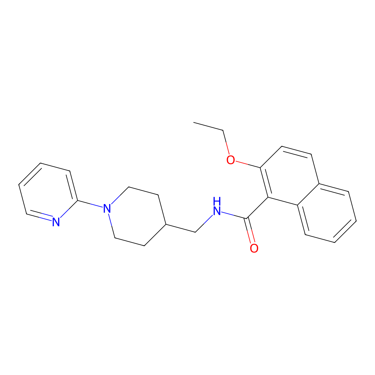 2-ethoxy-N-((1-(pyridin-2-yl)piperidin-4-yl)methyl)-1-naphthamide molecular structure, CAS 1235009-45-6